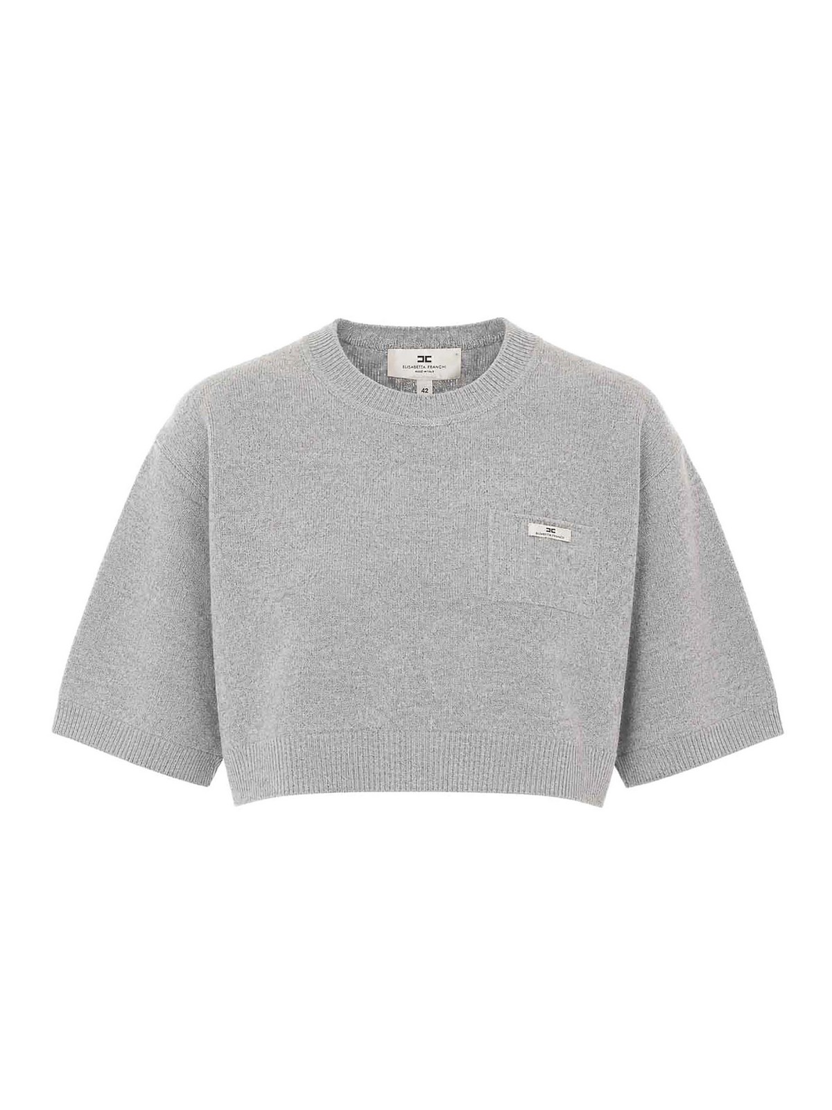 Elisabetta Franchi Pull Col Rond - Gris