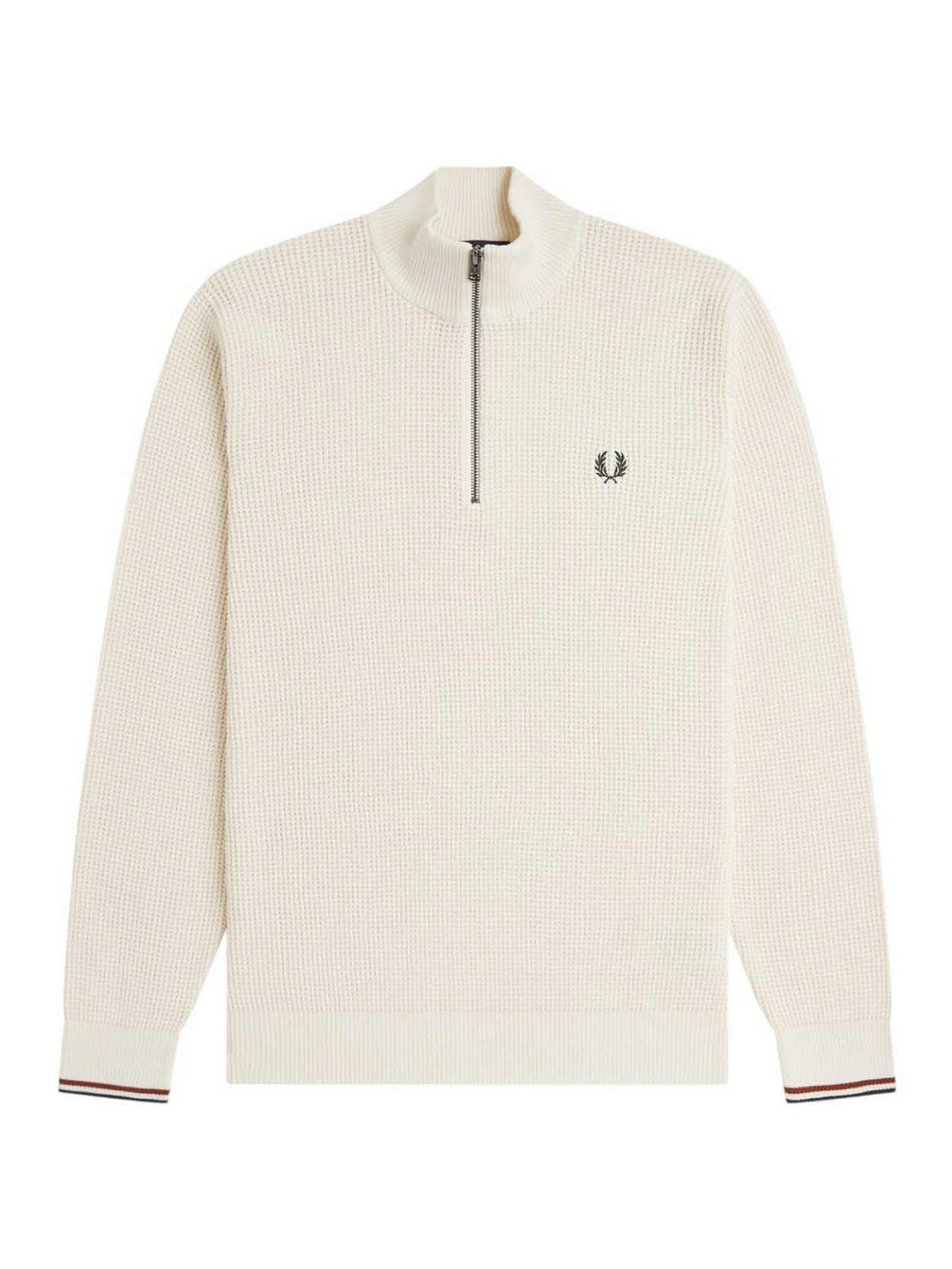 Fred Perry Pull Col Roulé - Blanc