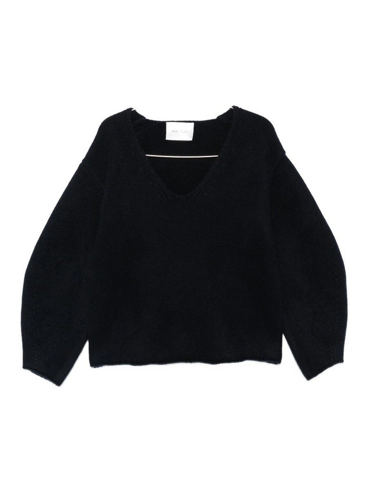Soft Goat Pull À Col V - Bleu Foncé