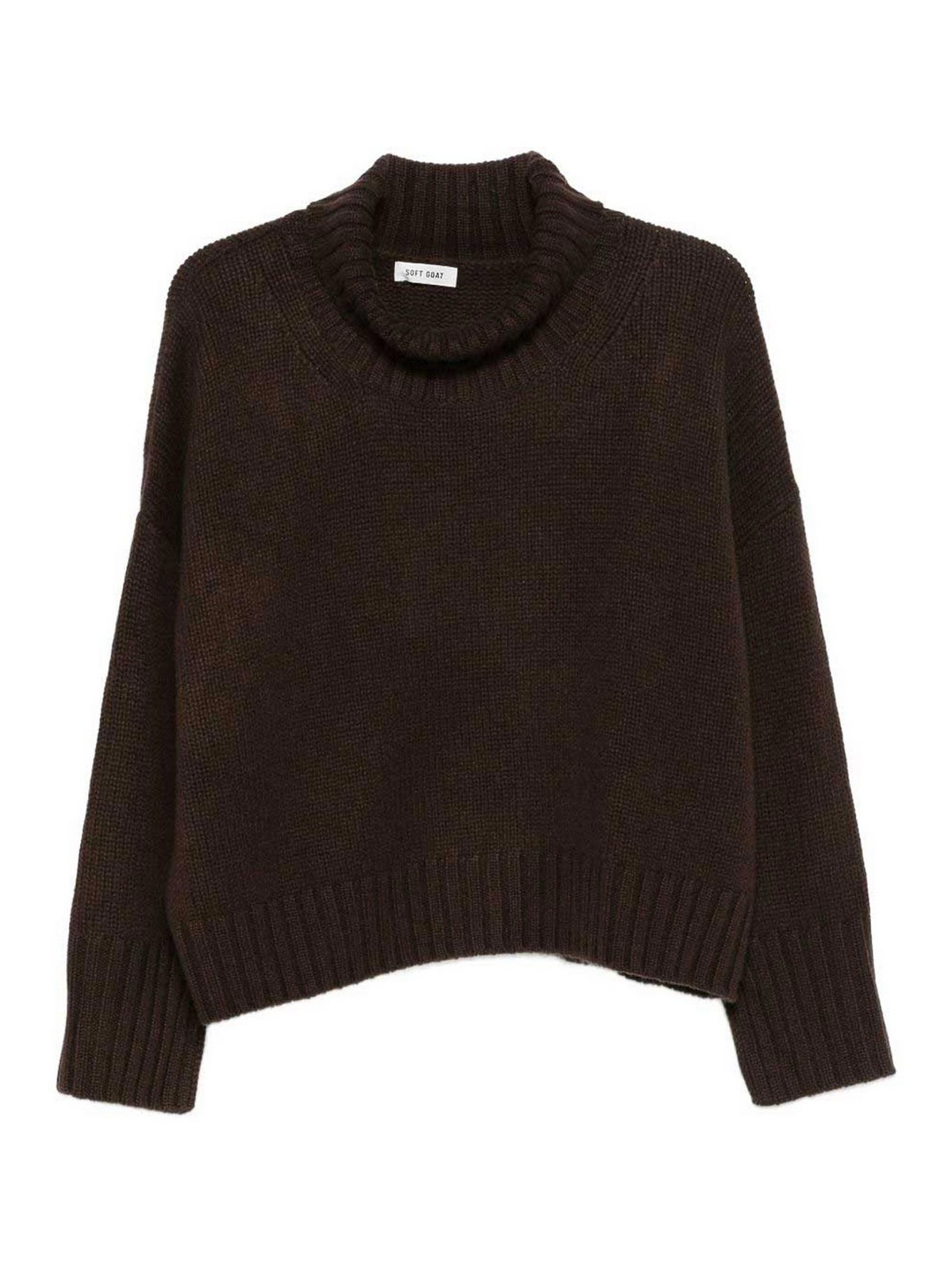 Soft Goat Pull Col Roulé - Marron