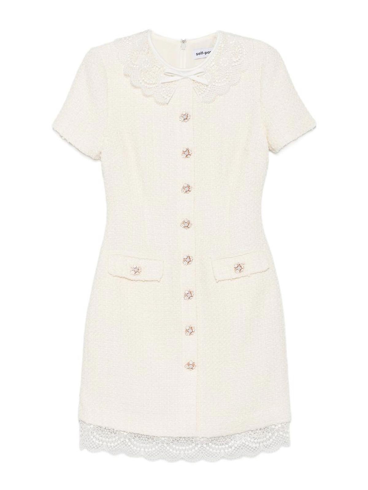 Self Portrait Robe Courte - Beige Clair