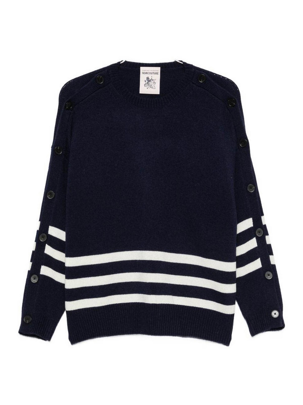 Semicouture Pull Col Rond - Bleu Foncé