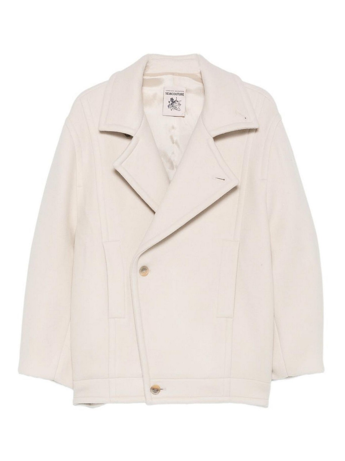 Semicouture Manteau Au Genou - Beige