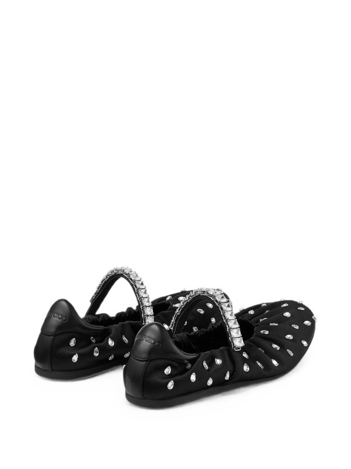 Jimmy Choo フラットシューズ - 黒|JADEBALLERINAQEPBLACKCRYSTAL