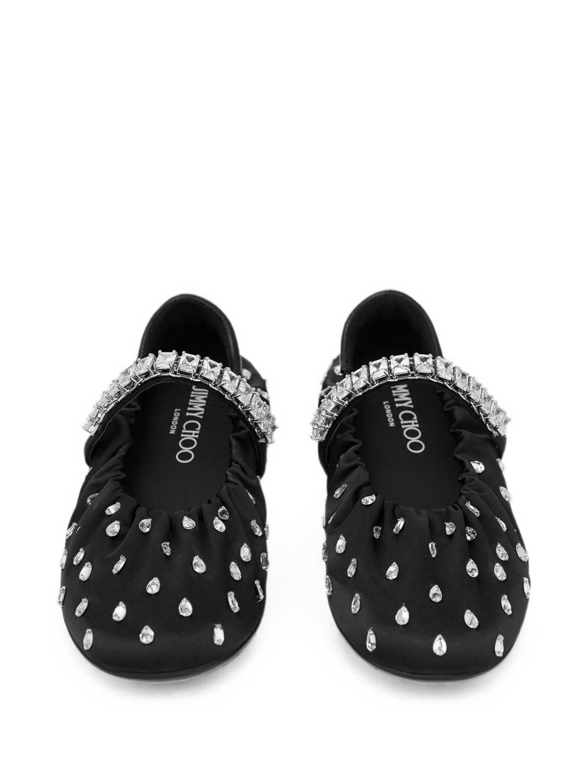 Jimmy Choo フラットシューズ - 黒|JADEBALLERINAQEPBLACKCRYSTAL