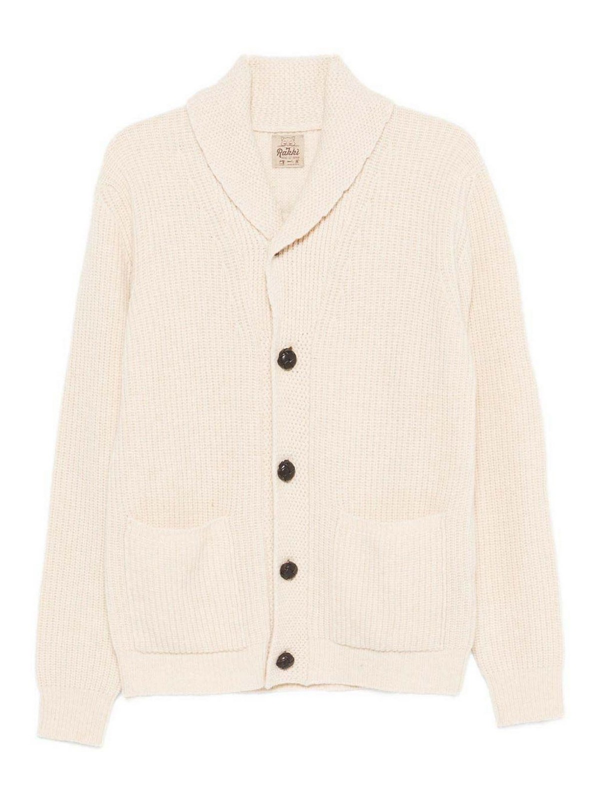 Rakkì Renegade Knit Cardigan With Buttons In Cream