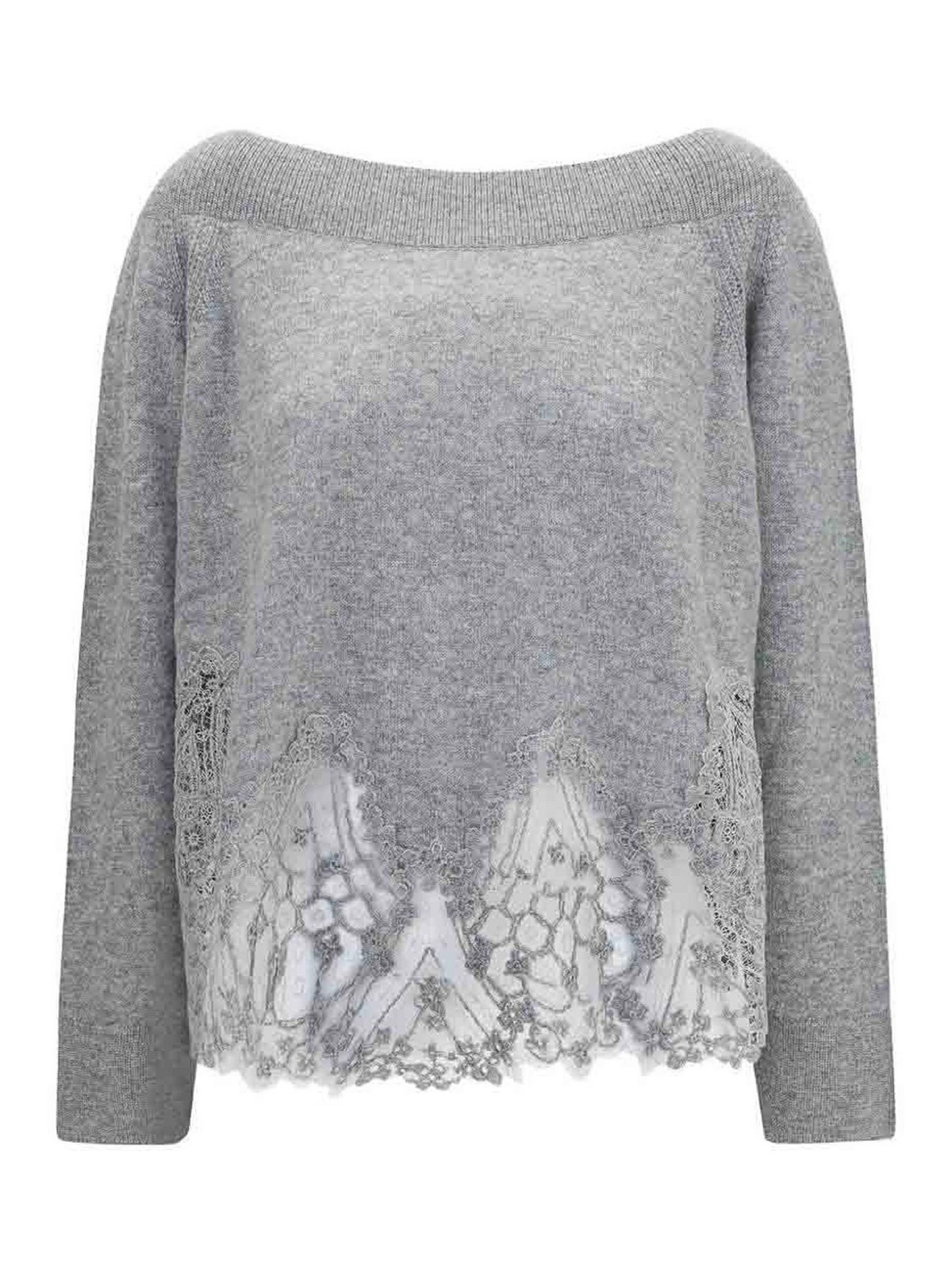 Ermanno Scervino Pull Col Rond - Gris
