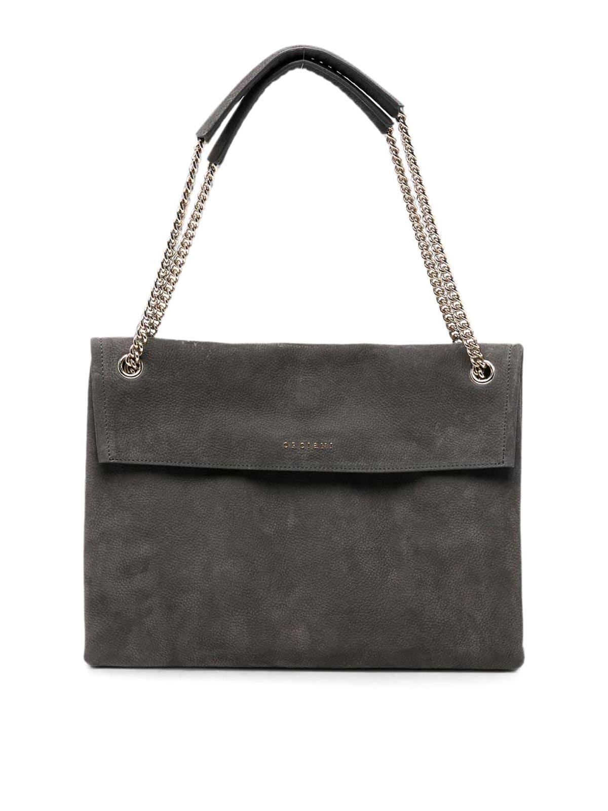 Orciani Venus Nabucco Midi Leather Shoulder Bag In Grey