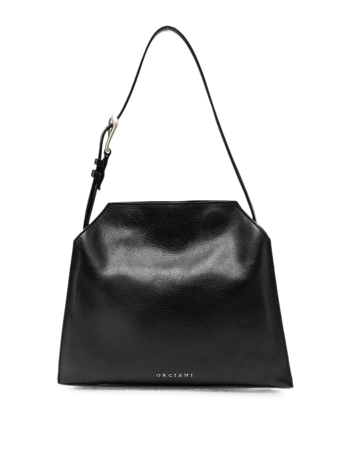 Orciani Trinity Lagoon Small Leather Shoulder Bag In Black