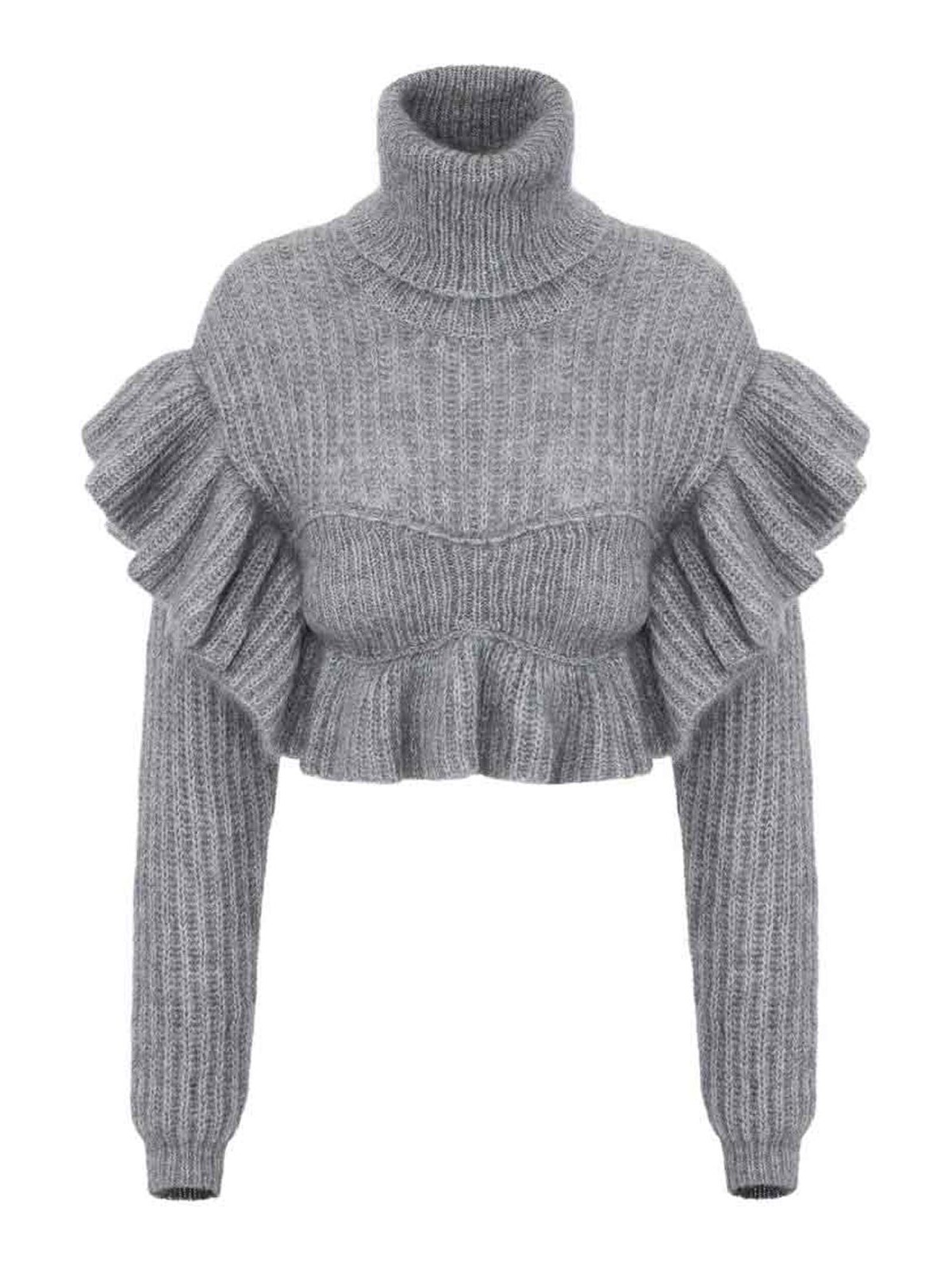 Elisabetta Franchi Pull Col Rond - Gris