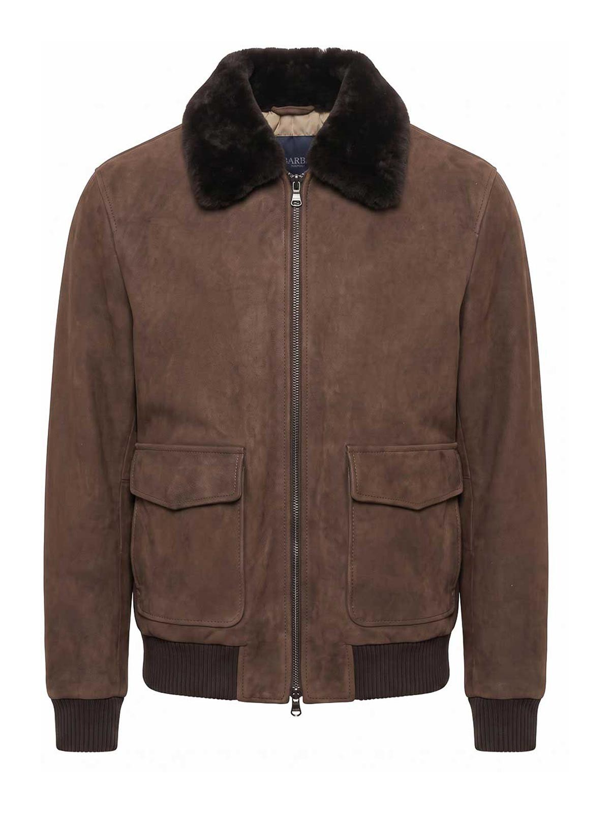 Barba Napoli Blouson En Cuir - Marron Foncé