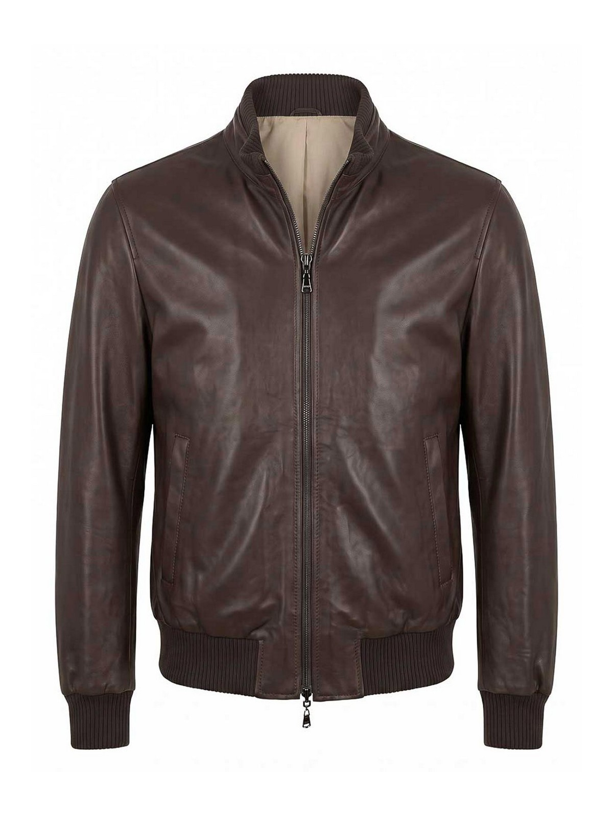 Barba Napoli Blouson En Cuir - Marron Foncé