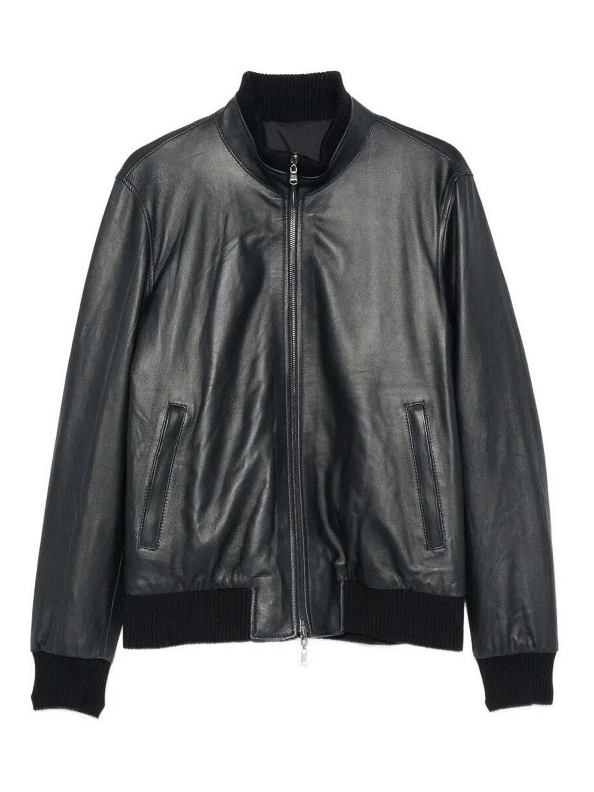 Barba Napoli Blouson En Cuir - Bleu
