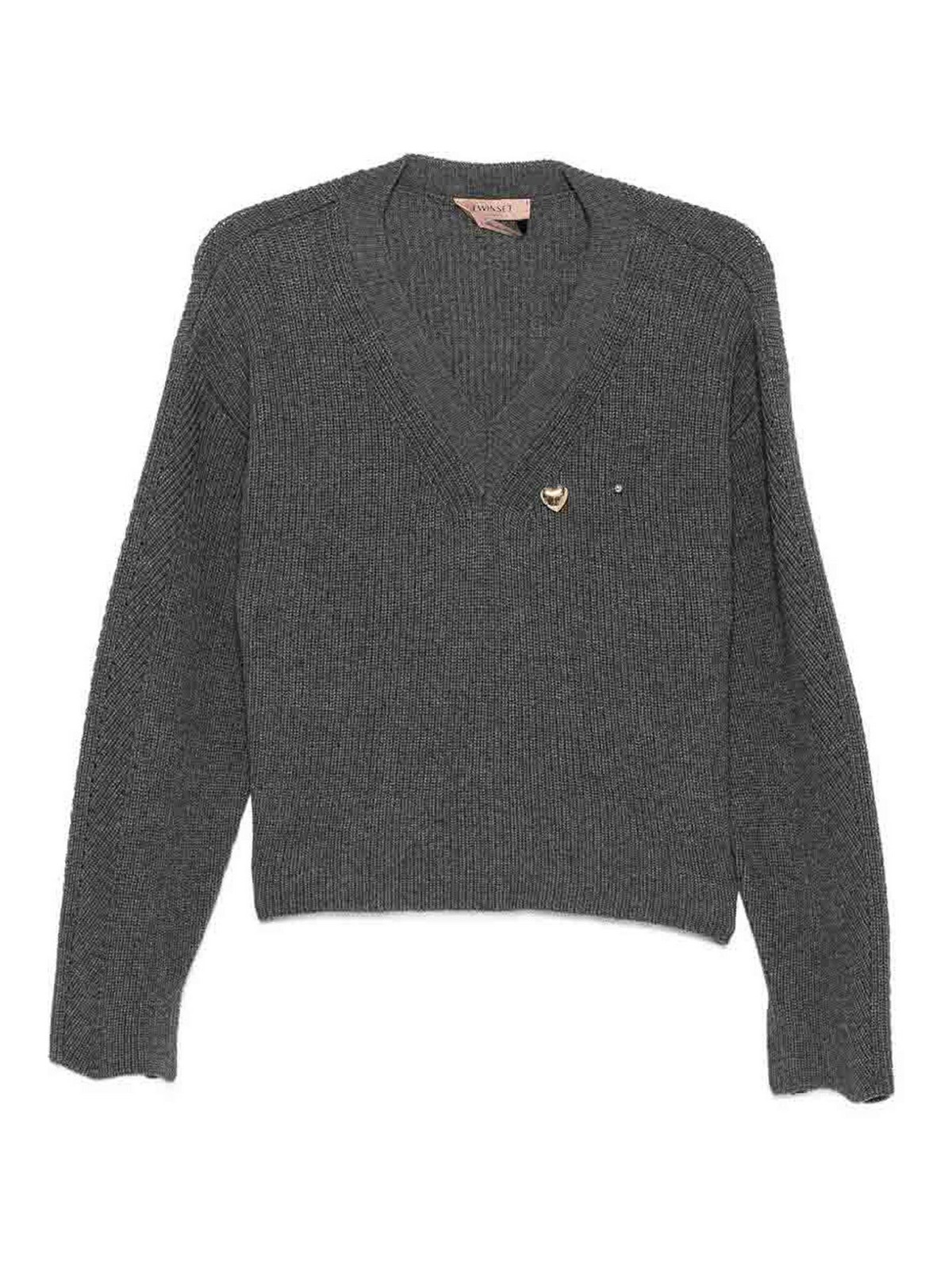 Twinset Pull Col Rond - Gris