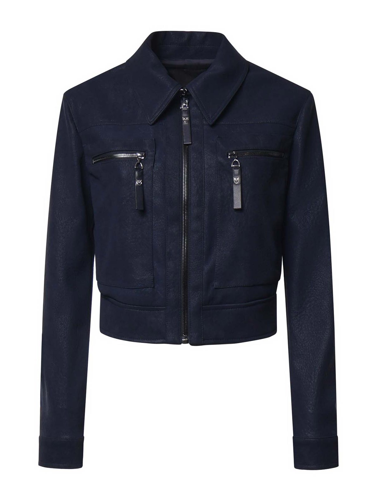 Pinko Blouson En Cuir - Bleu