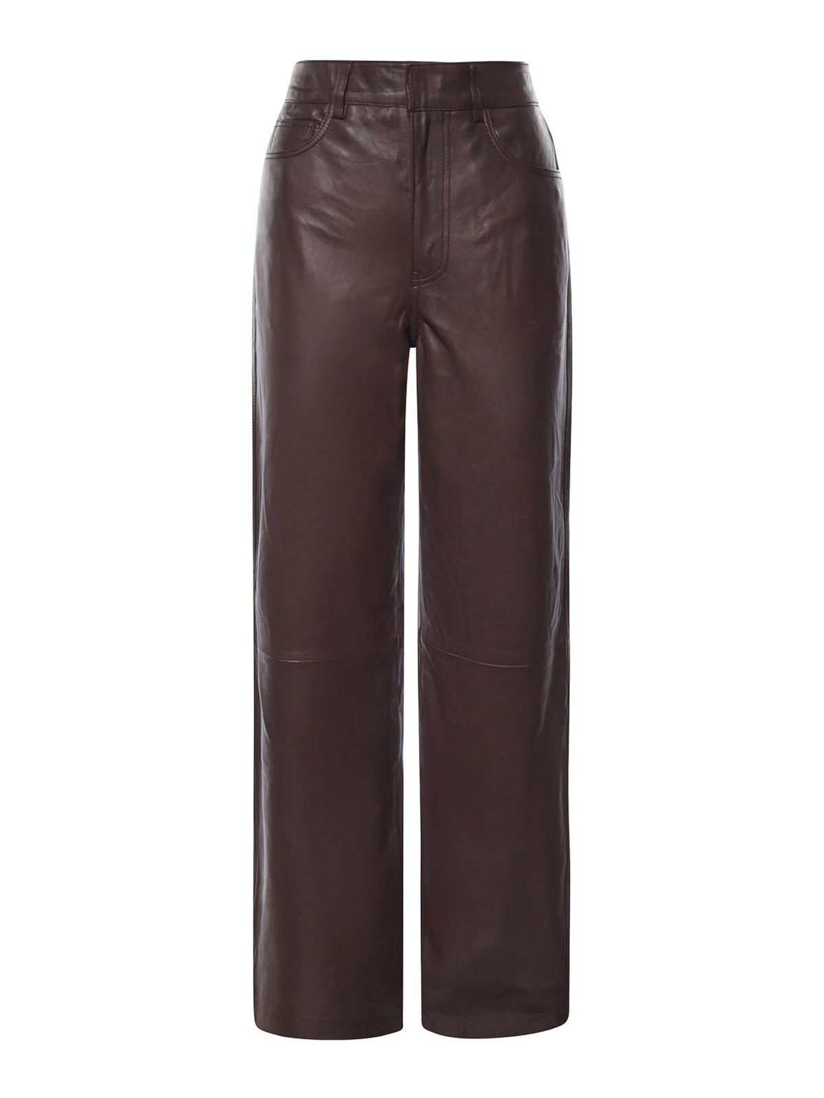 Rotate Birger Christensen Pantalons En Cuir - Marron Foncé