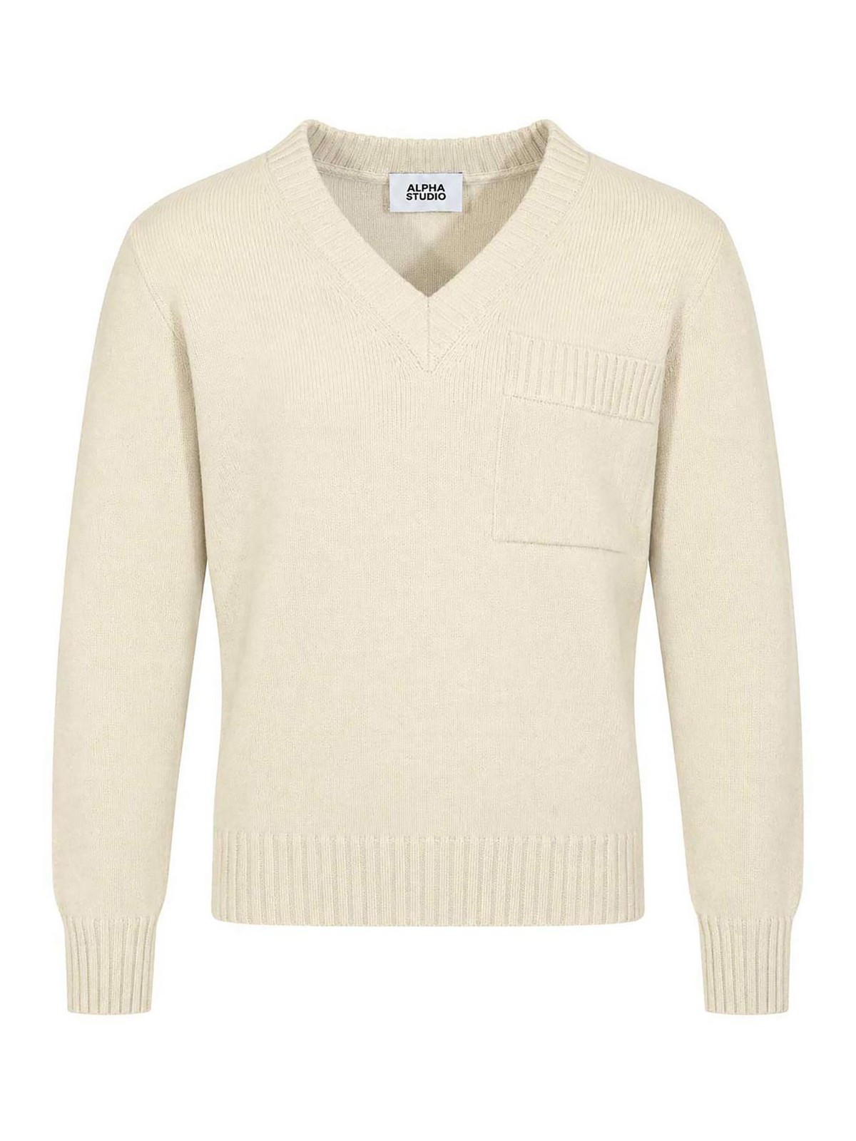 Alpha Studio Pull Col Rond - Gris Clair