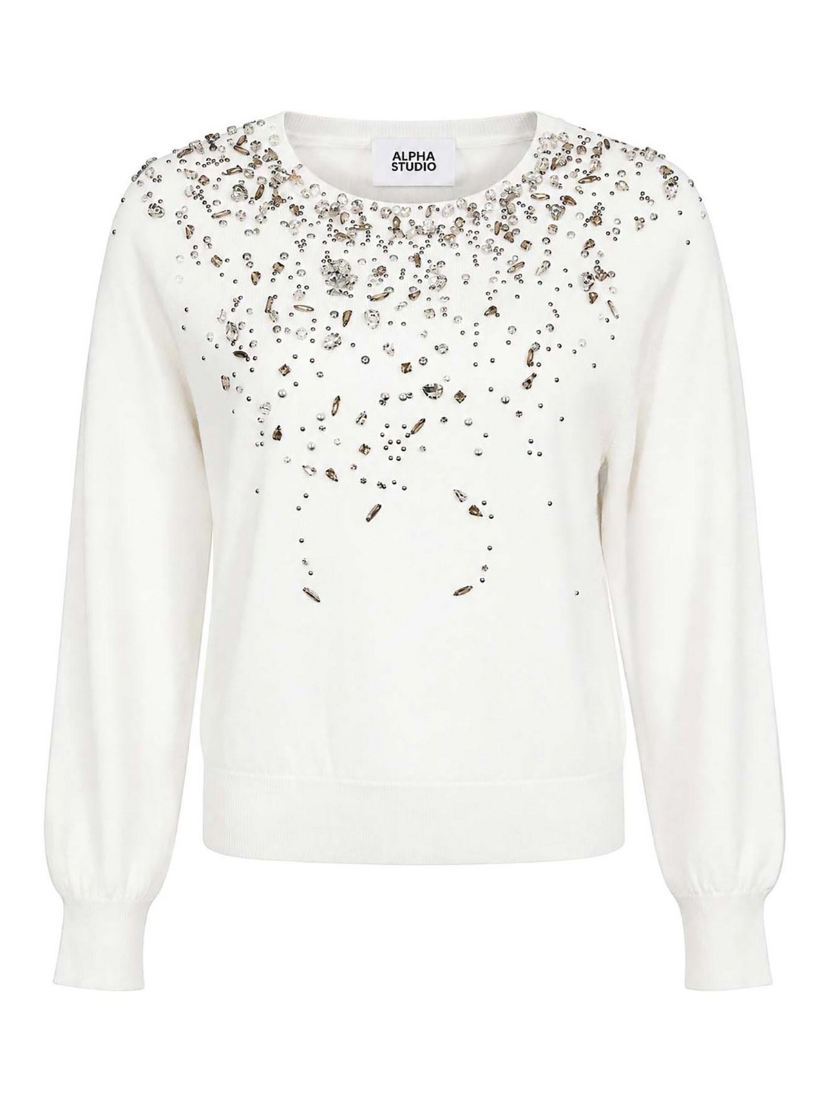 Alpha Studio Pull Col Rond - Blanc