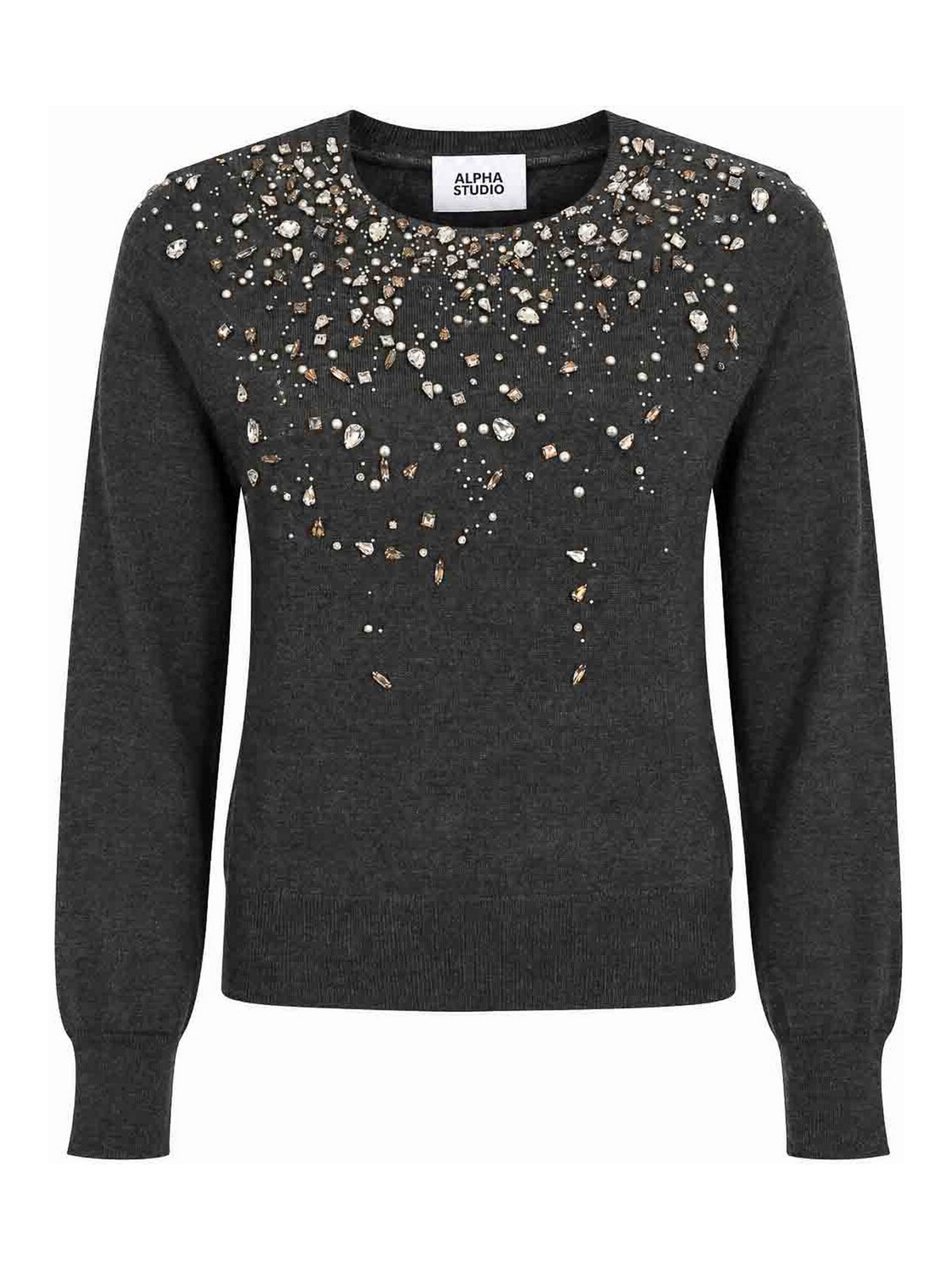 Alpha Studio Pull Col Rond - Gris