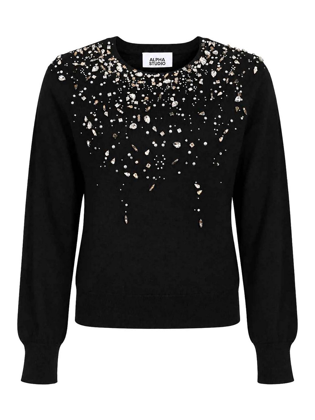 Alpha Studio Pull Col Rond - Noir