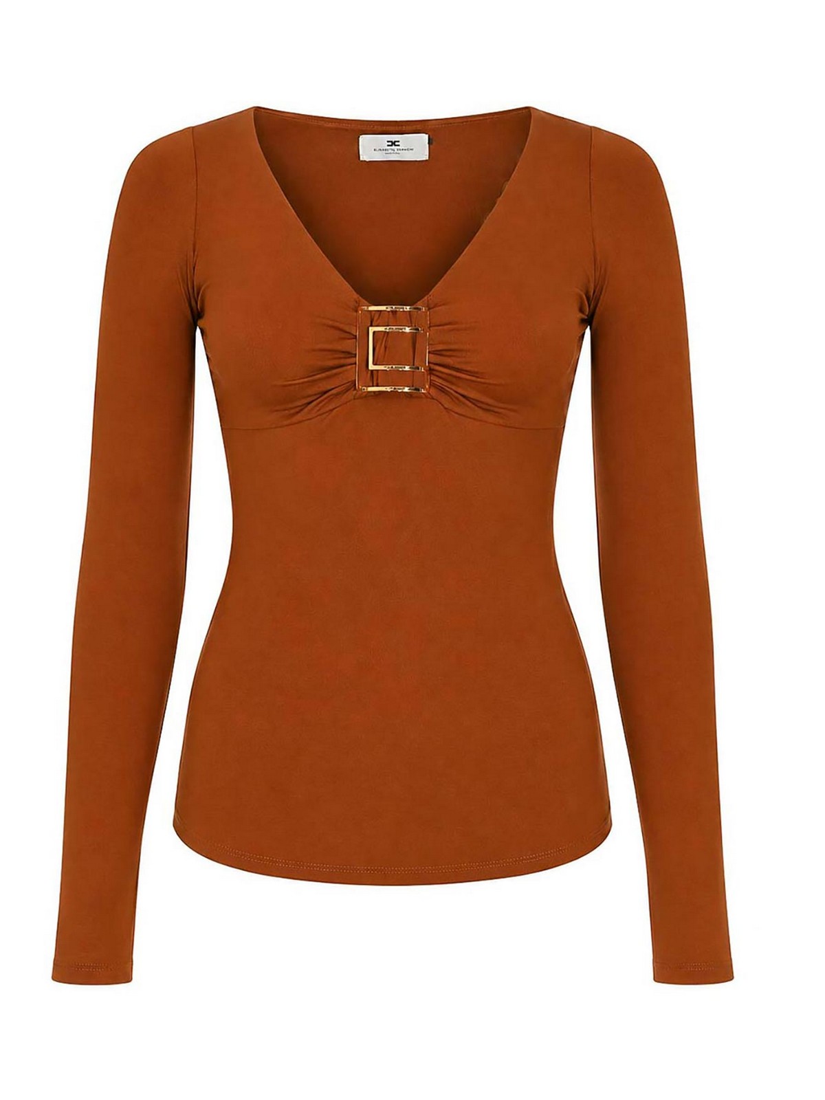 Elisabetta Franchi Pull Col Rond - Marron