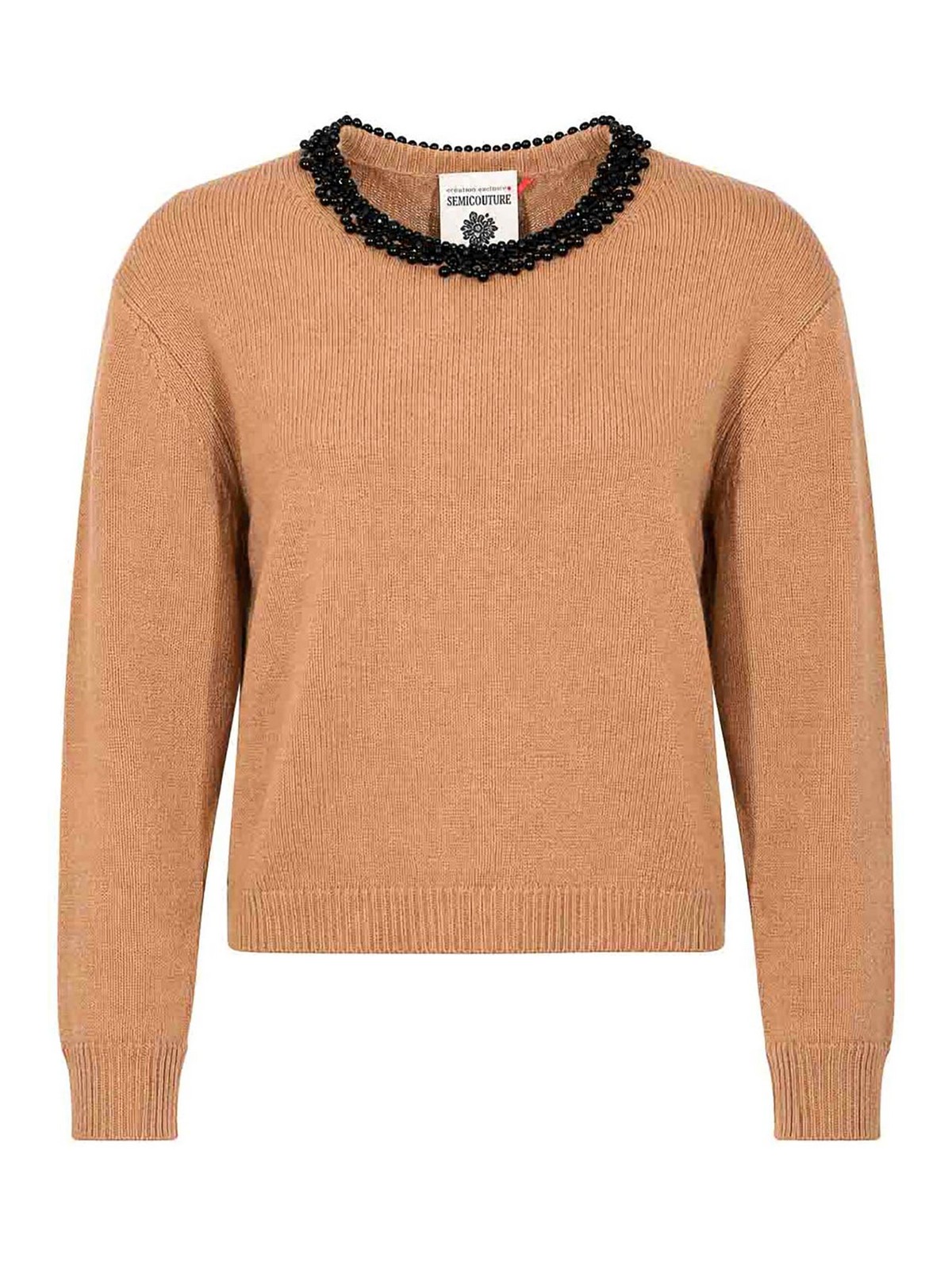Semicouture Pull Col Rond - Camel