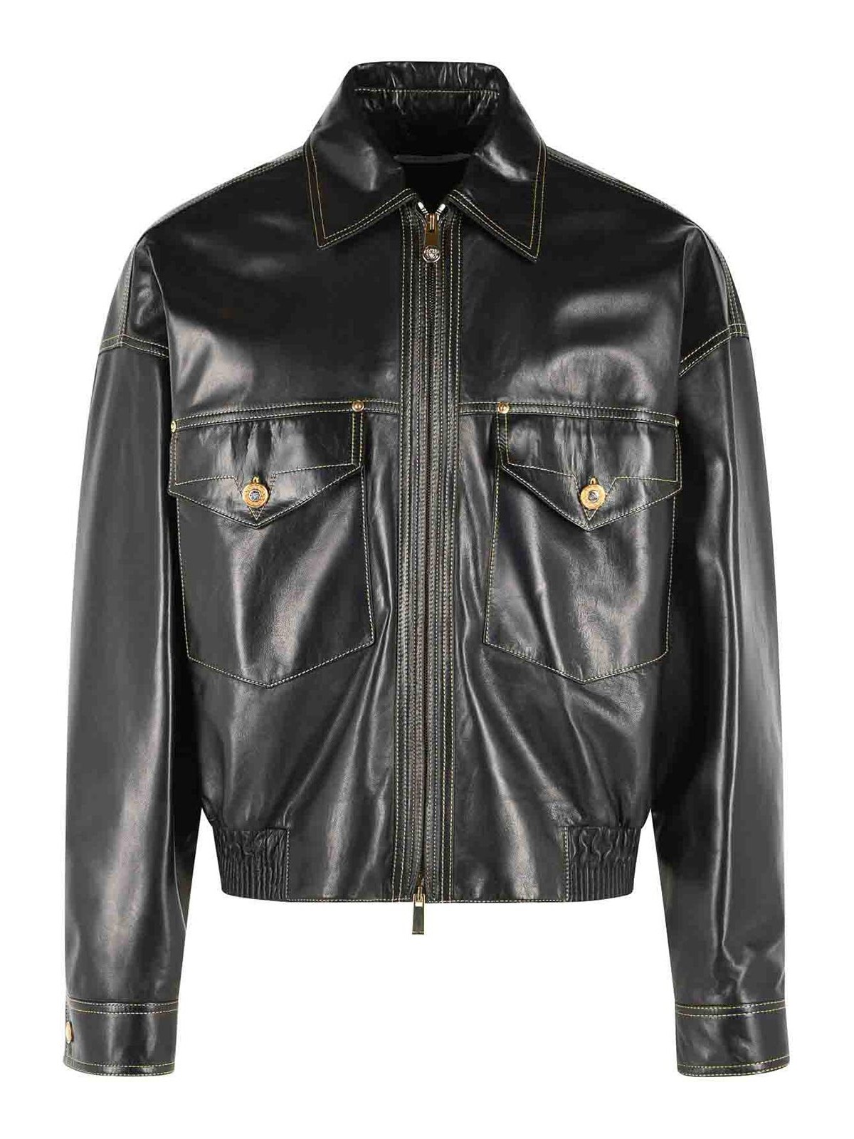 Versace Blouson En Cuir - Noir