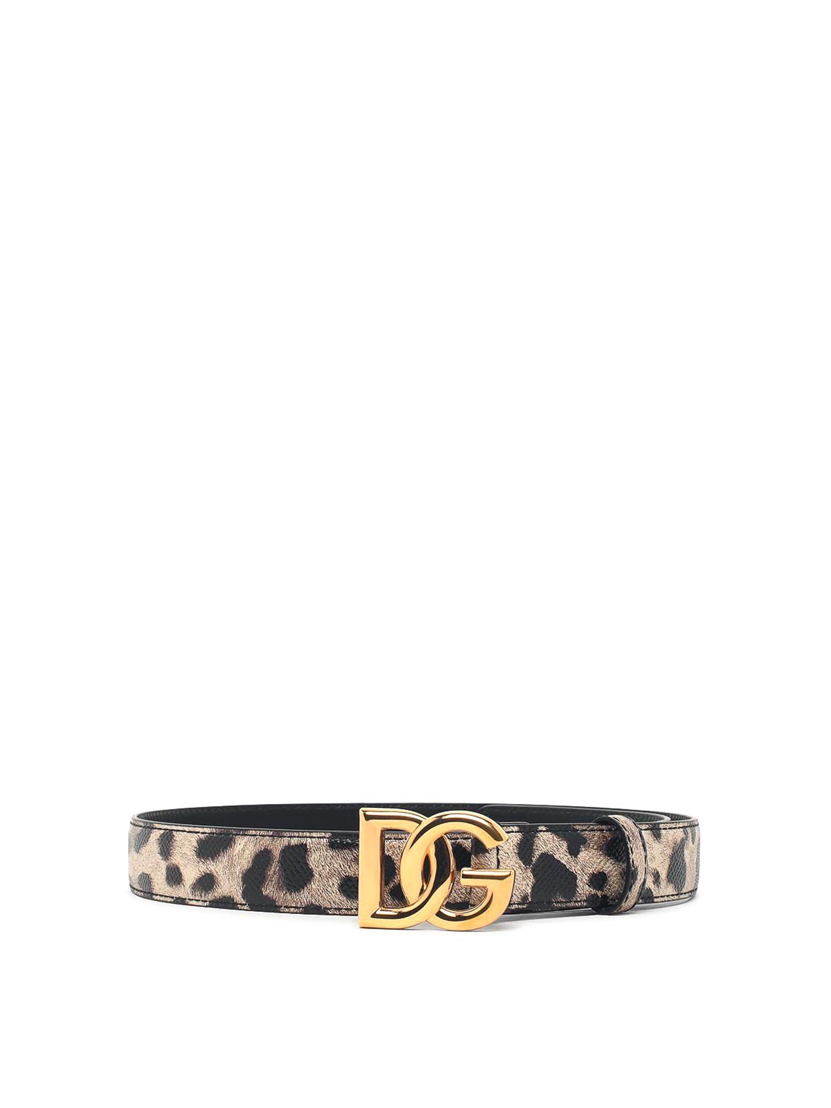 Dolce & Gabbana D Leopard Leather Logo Belt In Brown