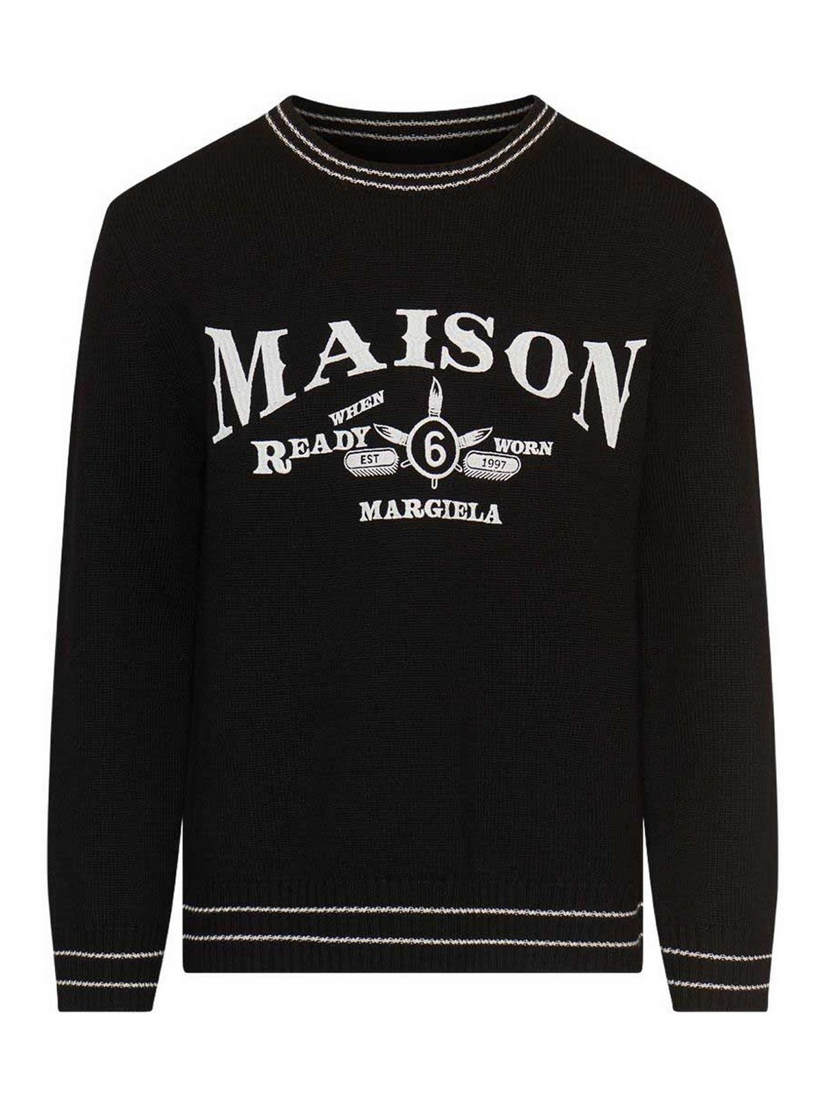 MM6 Maison Margiela Pull Col Rond - Noir