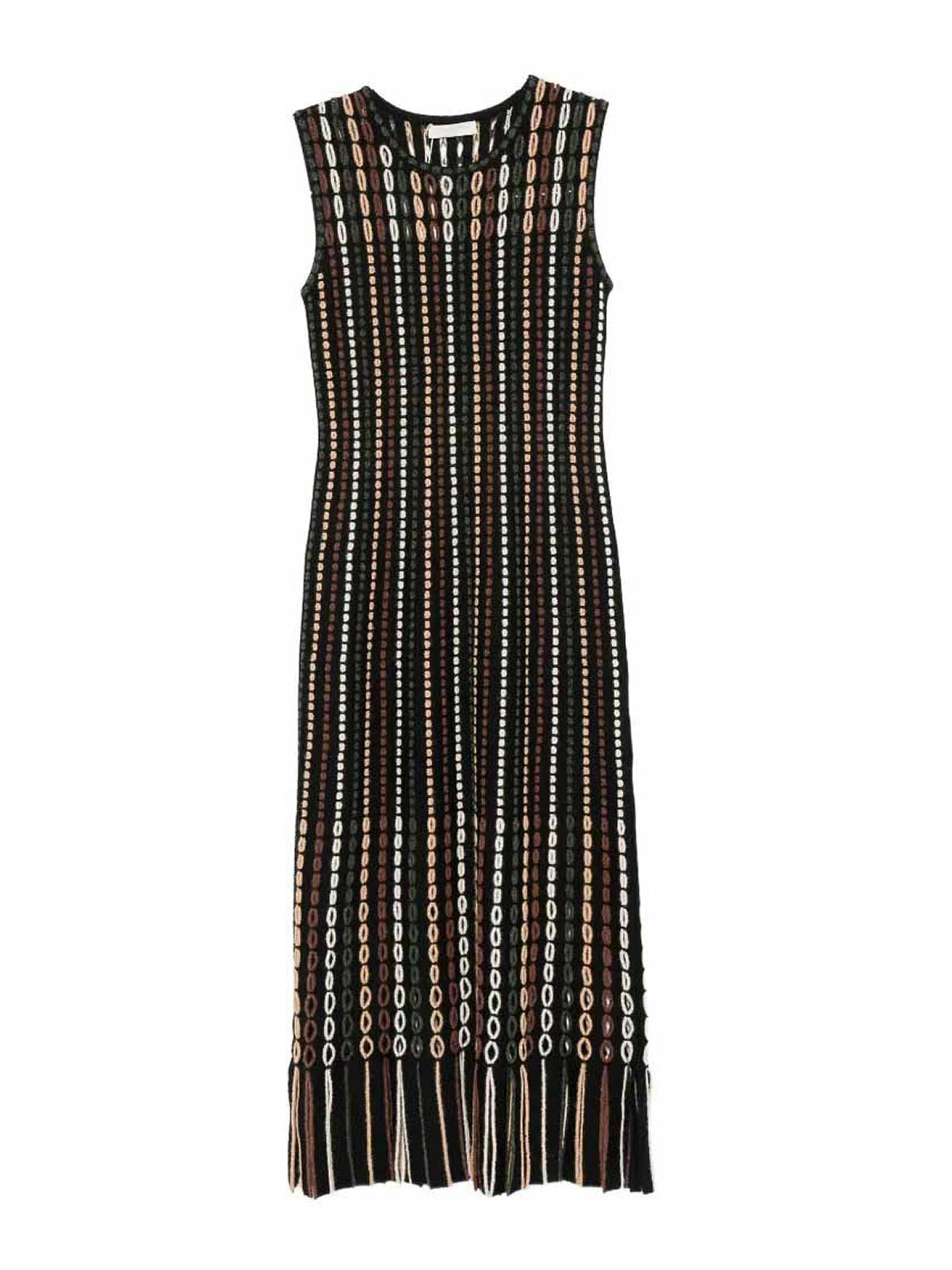 Ulla Johnson Amina Cut-out Fringed Jacquard-knit Wool-blend Midi Dress In Black