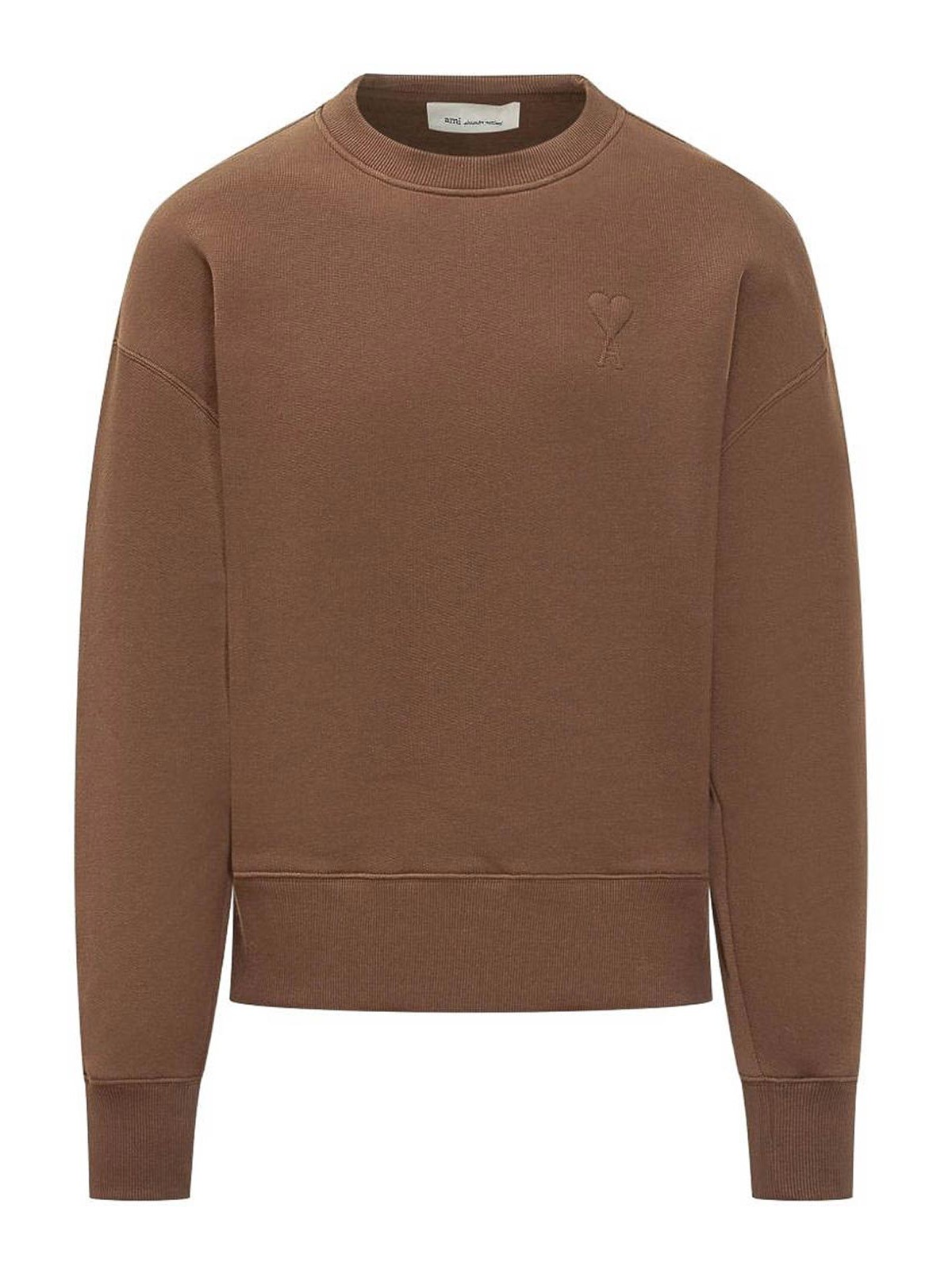 Ami Alexandre Mattiussi Ami De Coeur Cotton Sweatshirt In Brown