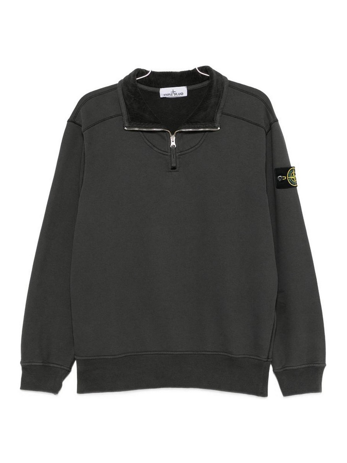 Stone Island Organic Cotton Half-zip Sweatshirt In Grey