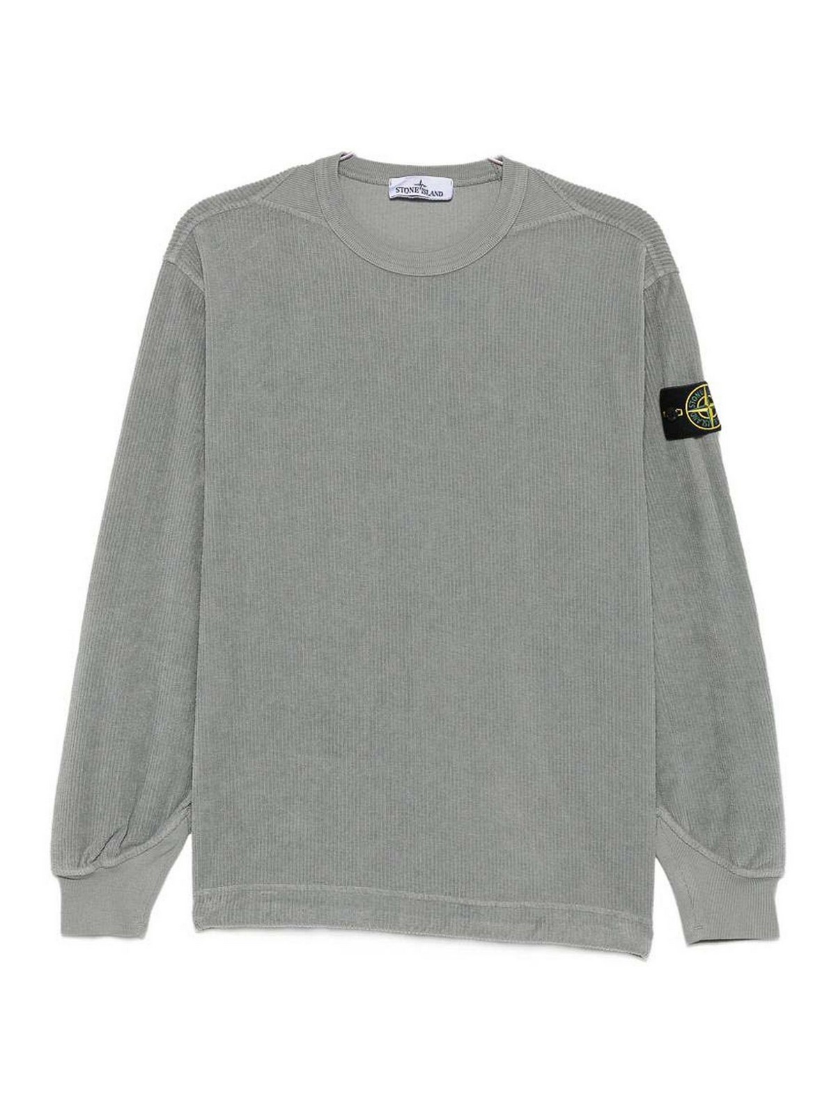 Stone Island Corduroy Organic Cotton Sweatshirt In Grey
