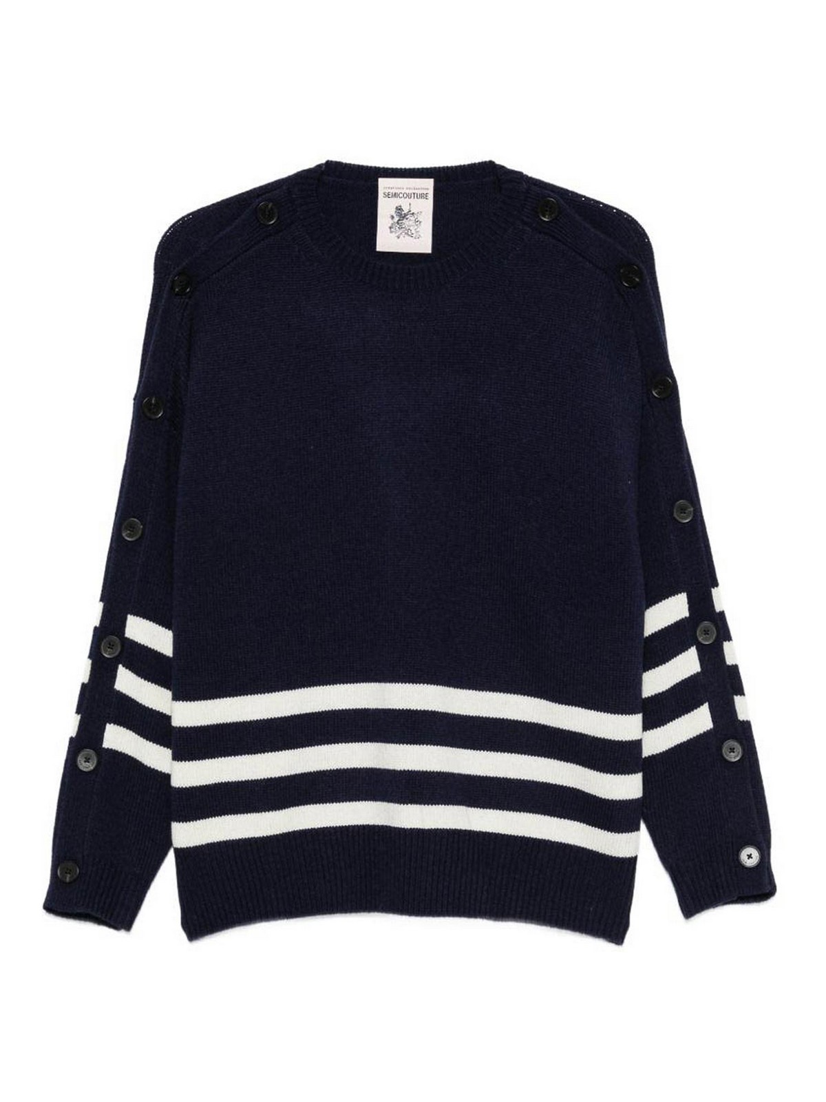 Semicouture Pull Col Rond - Blanc