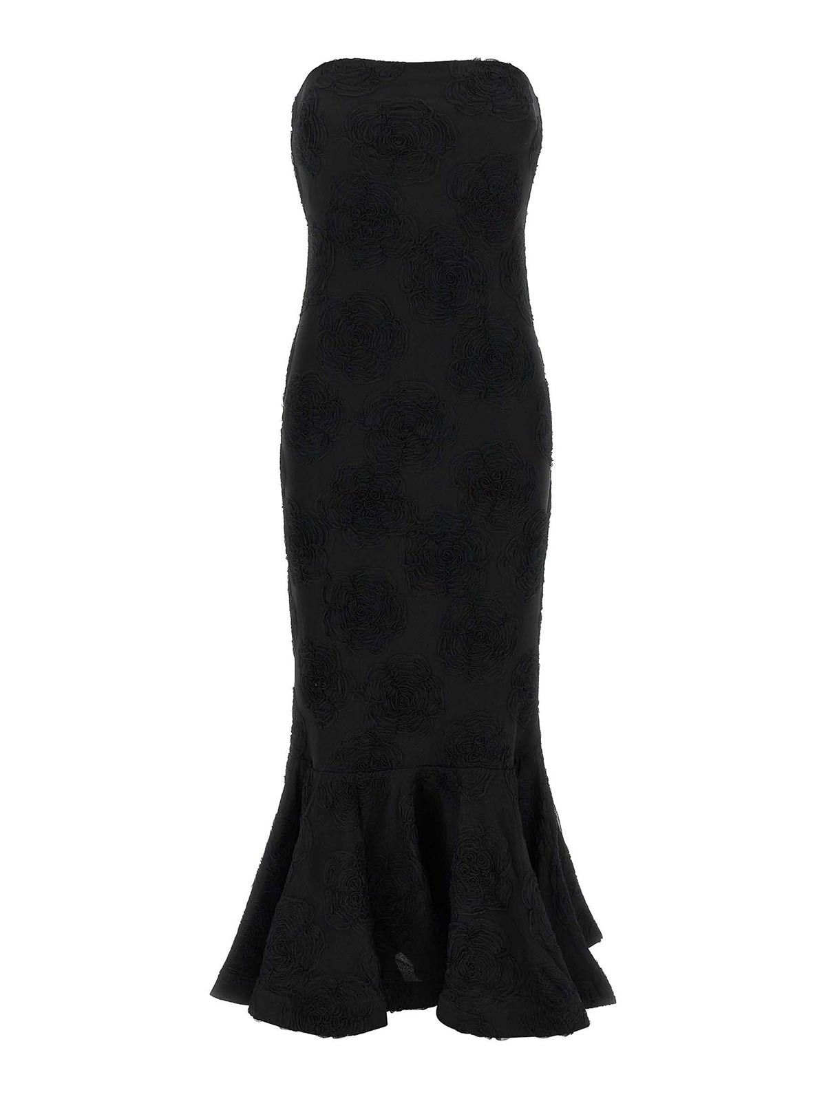 Rotate Birger Christensen Robe Au Genou - Flower Mesh Flounce