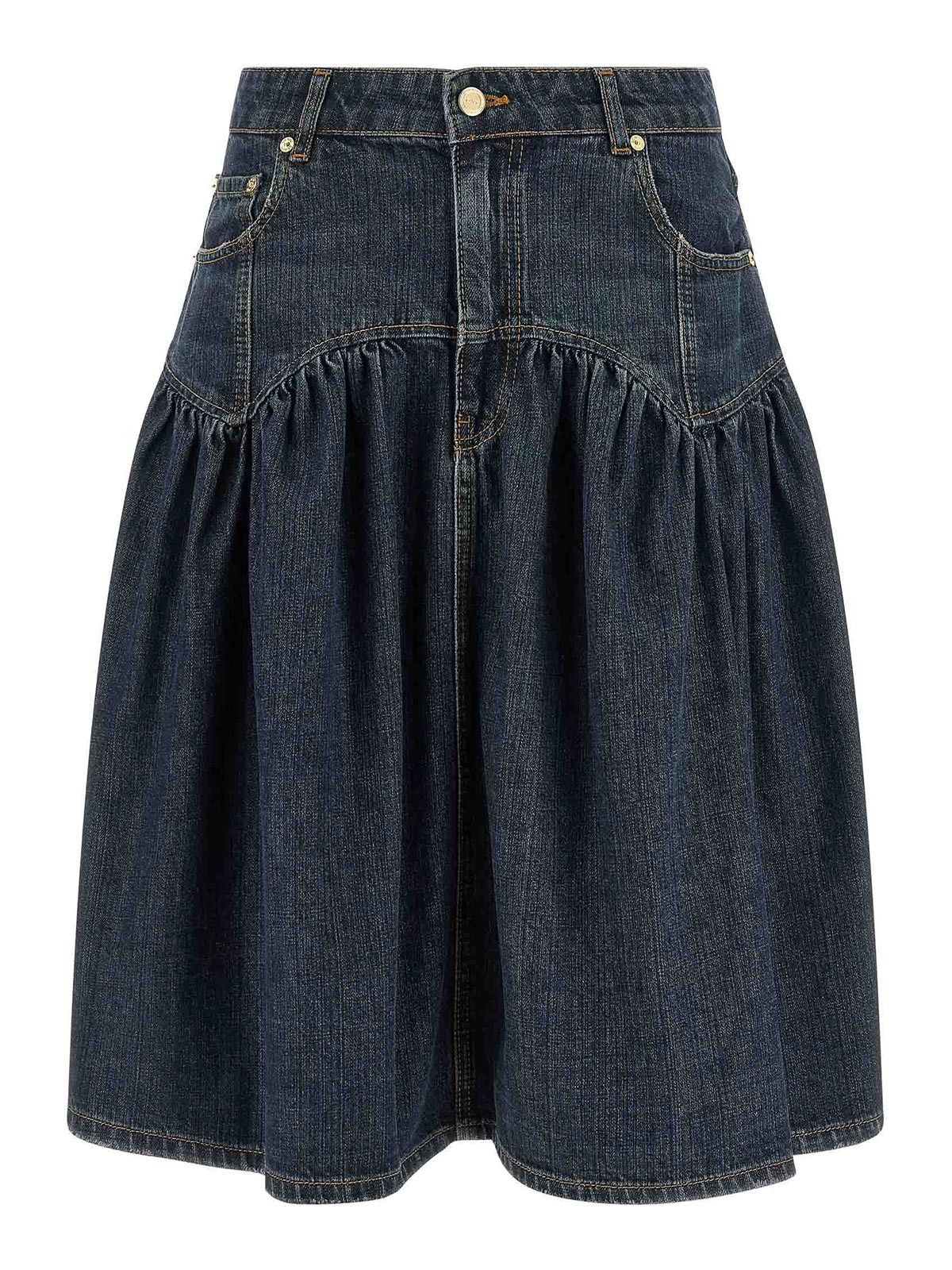 Ganni Jupe Midi - Bleu