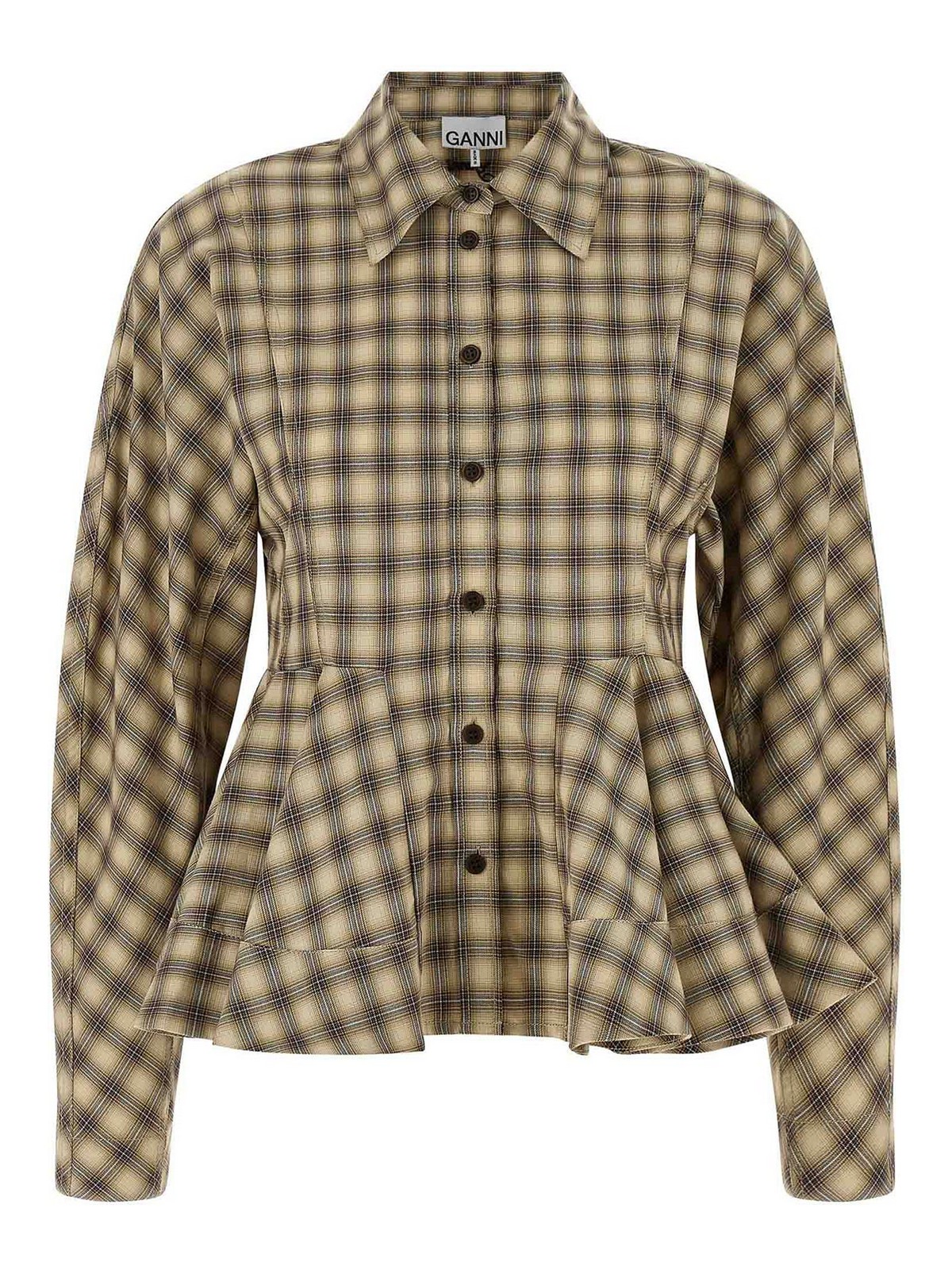 Ganni Chemise - Check Flannel Peplum
