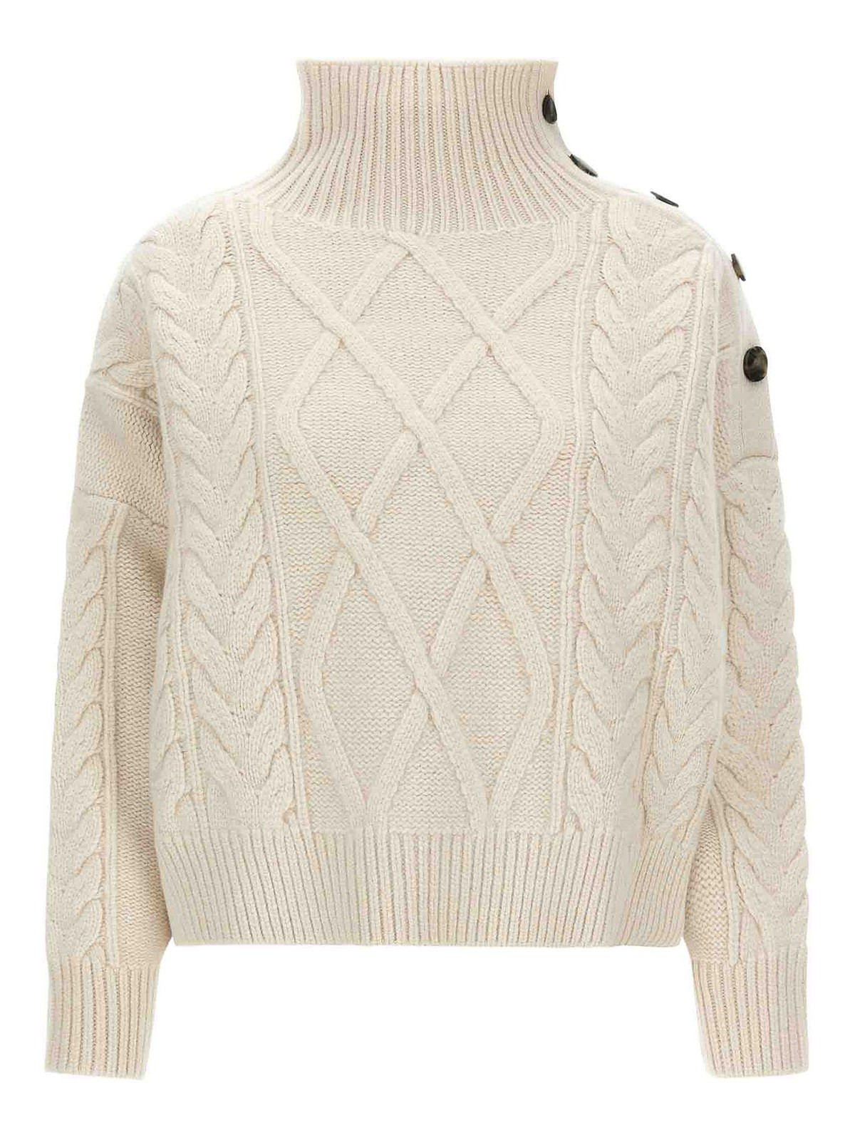 Yves Salomon Pull Col Rond - Blanc
