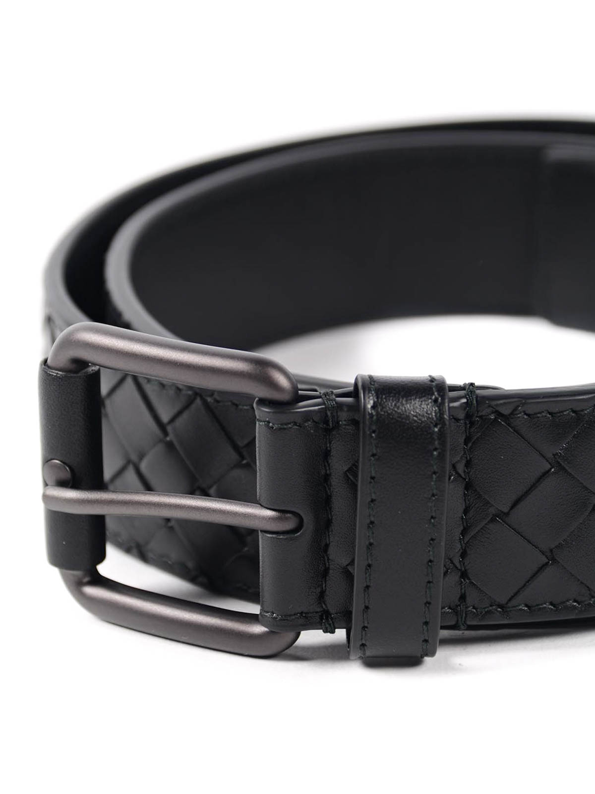 Handwoven black leather belt