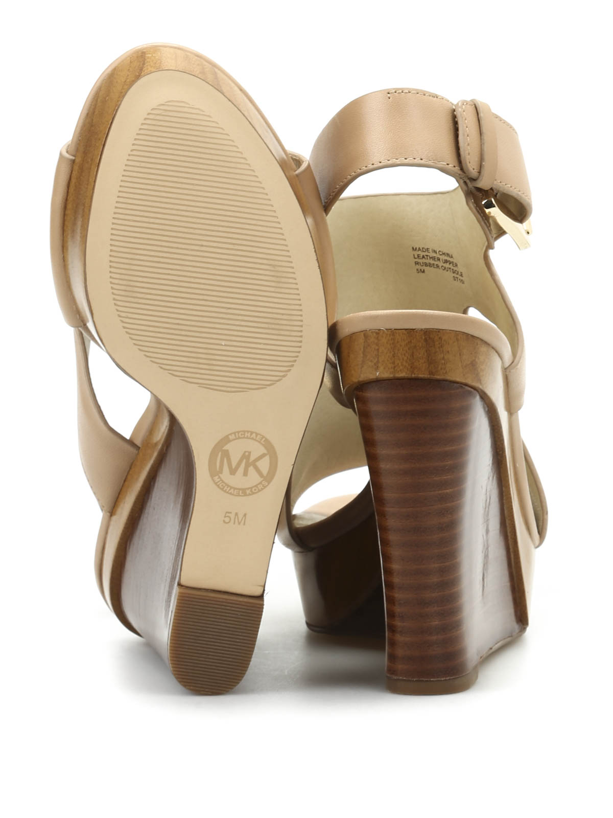MICHAEL Michael Kors Luggage Brown Leather Josephine Wedge Sandals Michael Kors Josephine leather wedges - Brown|40S3JPHS3LBEIGE main image 2
