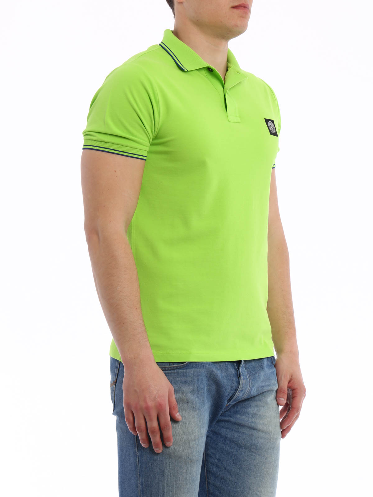 Stone Island Cotton pique polo shirt - Light Green|101522S18V0050