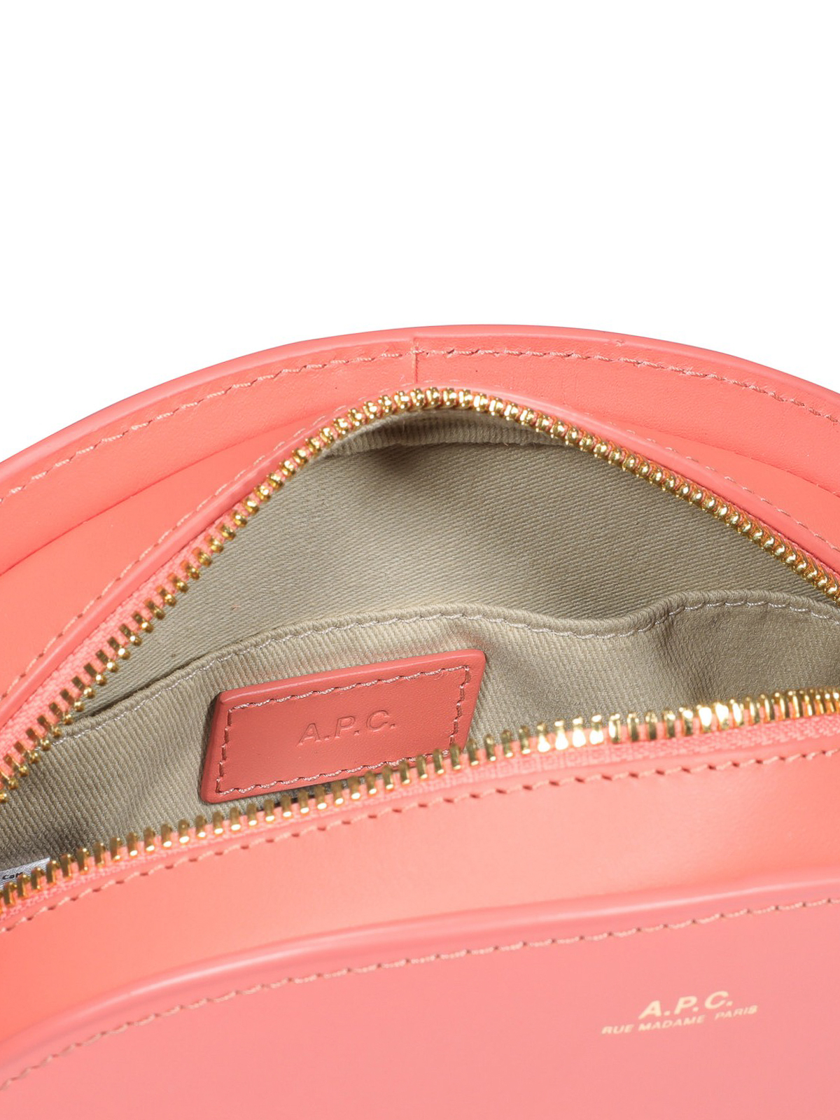 Demi Lune Mini Leather Shoulder Bag in Beige - A P C
