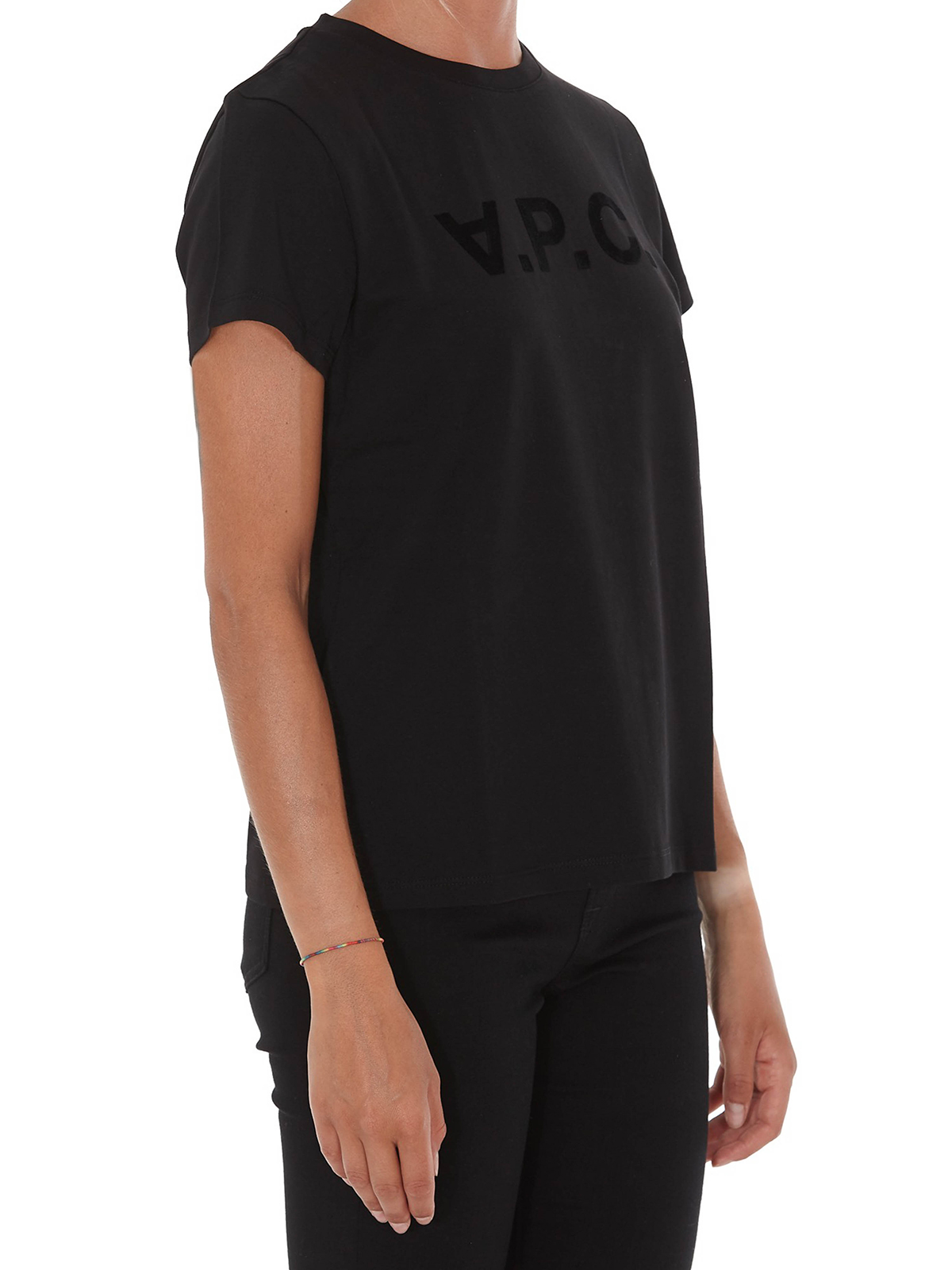 Shop Apc Velvet Logo T-shirt In Black