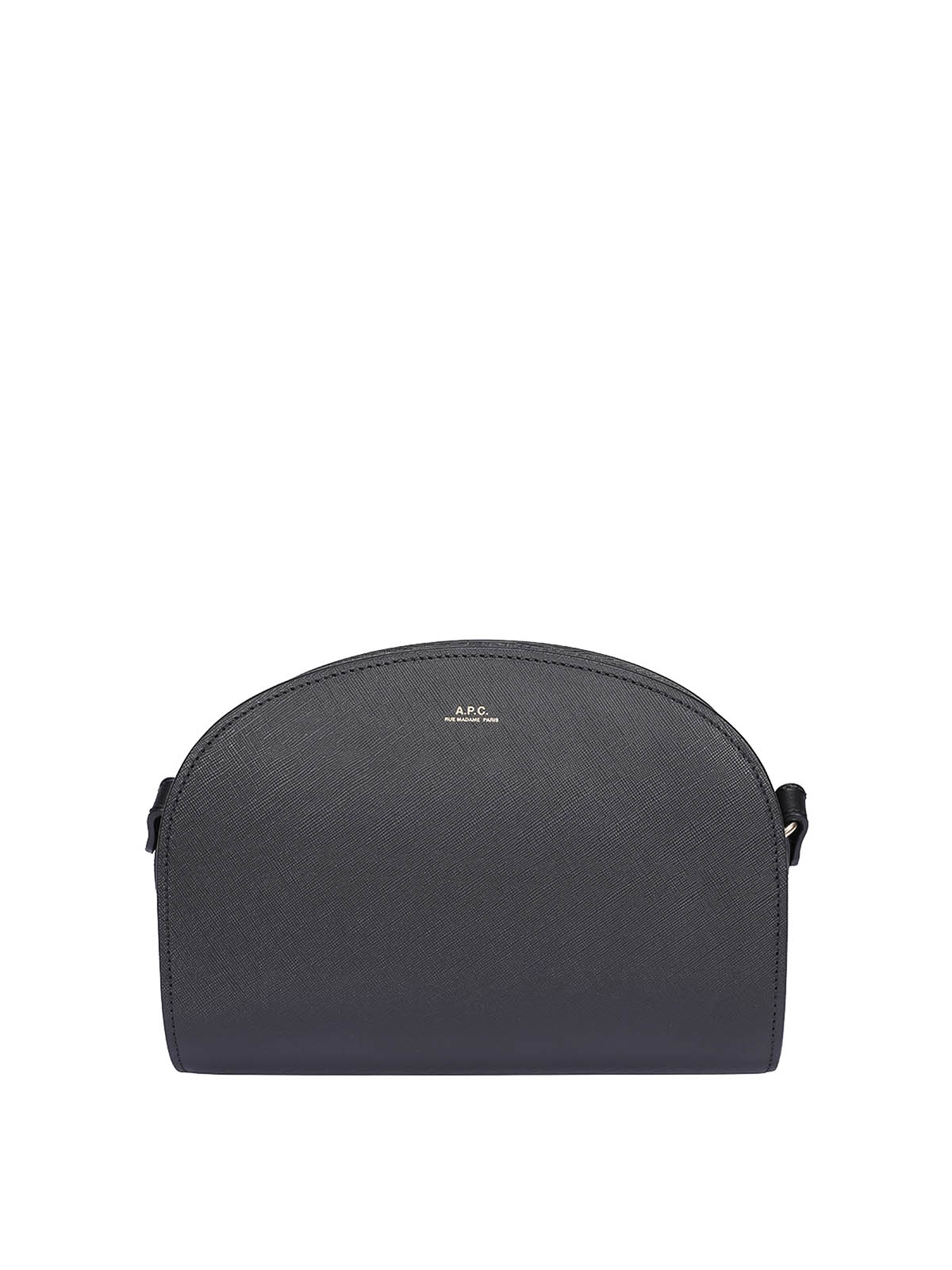 Shop Apc Demi-lune Saffiano Bag In Negro