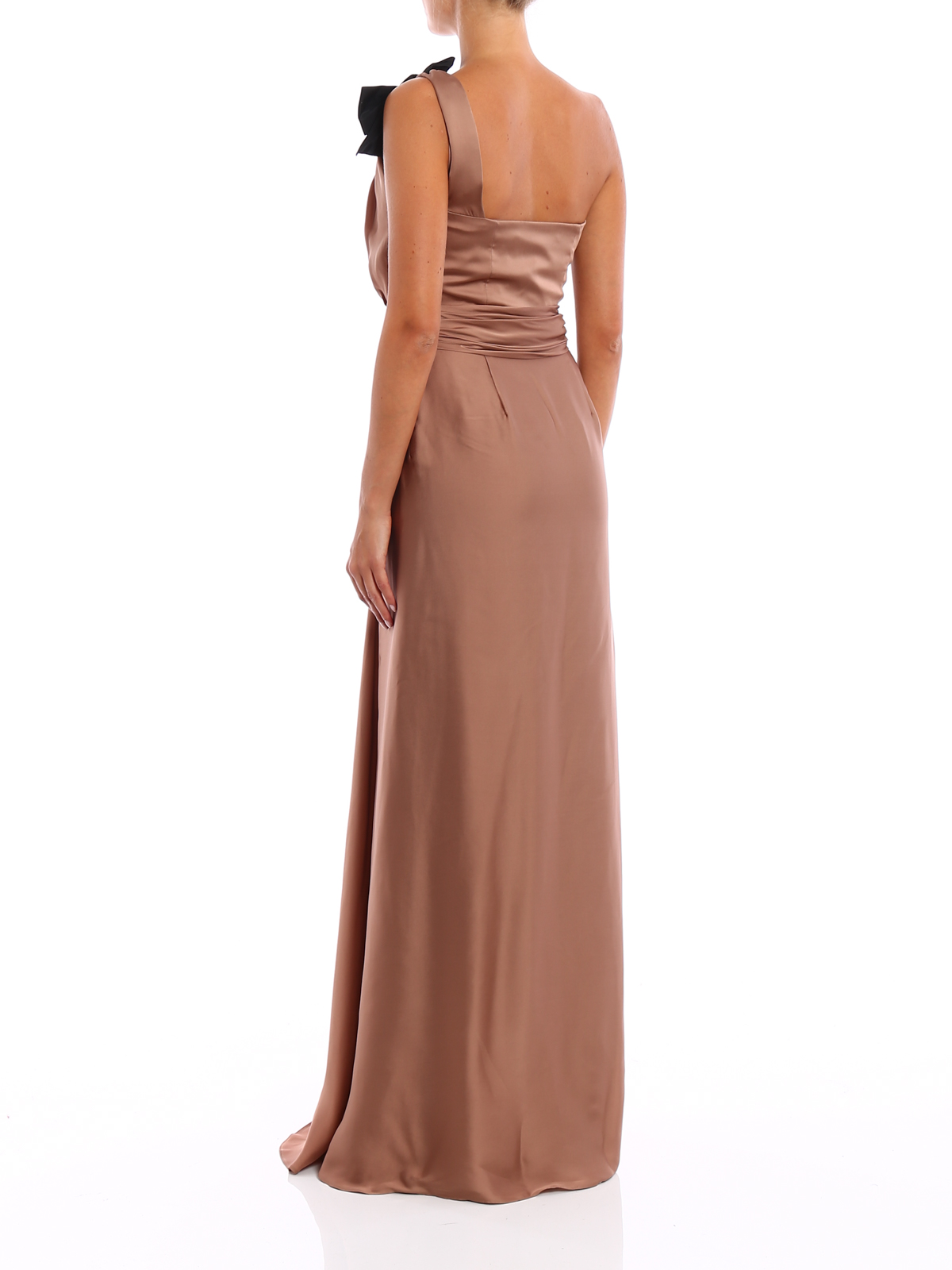 Max Mara Acanto one shoulder silk dress - Bronze