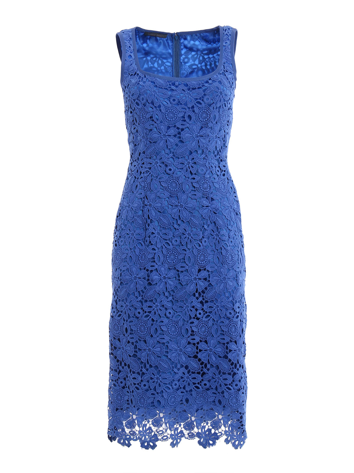 alberta ferretti blue lace dress Alberta Ferretti Lace Detail Midi Dress