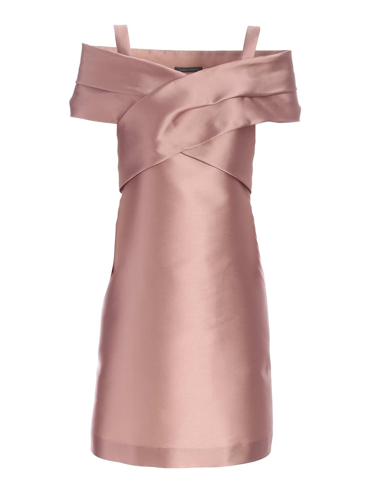 Shop Alberta Ferretti Weave Detail Dress In Antique Pink In Rosado