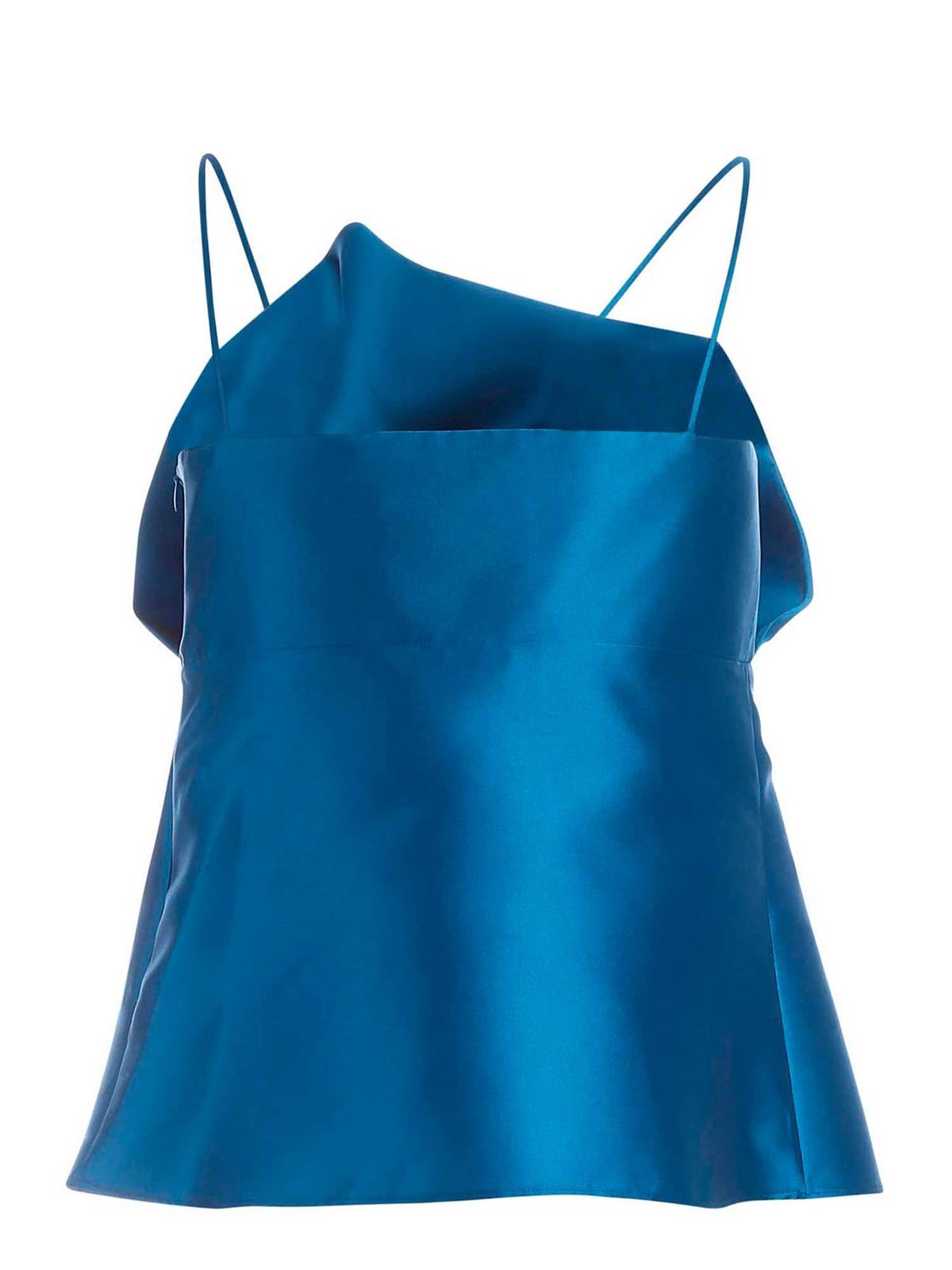Shop Alberta Ferretti Maxi Bow Top In Teal Blue Color In Azul Claro