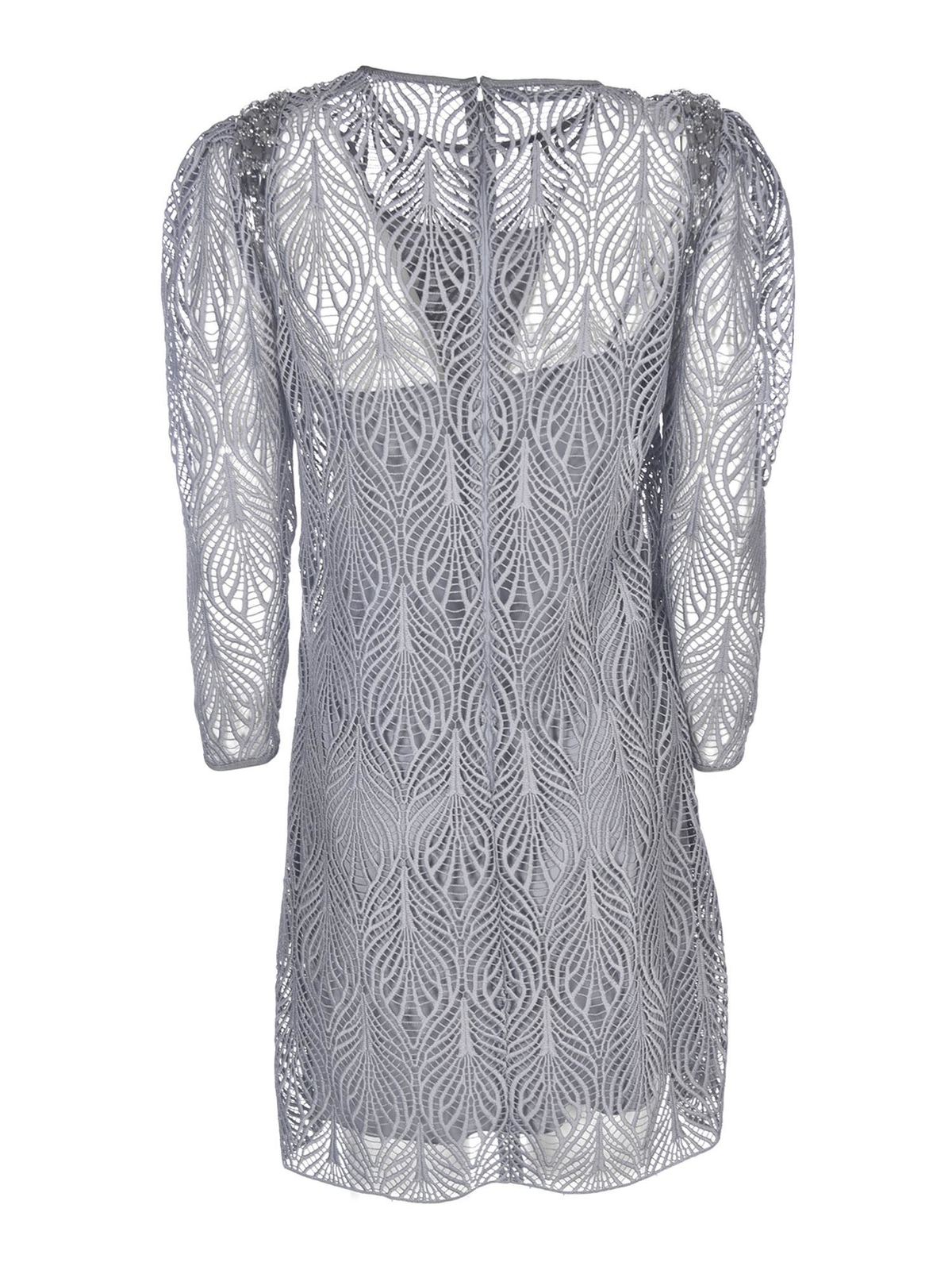 Alberta Ferretti Short embroidered dress in grey|042666520506 Alberta Ferretti Short embroidered dress in grey|042666520506