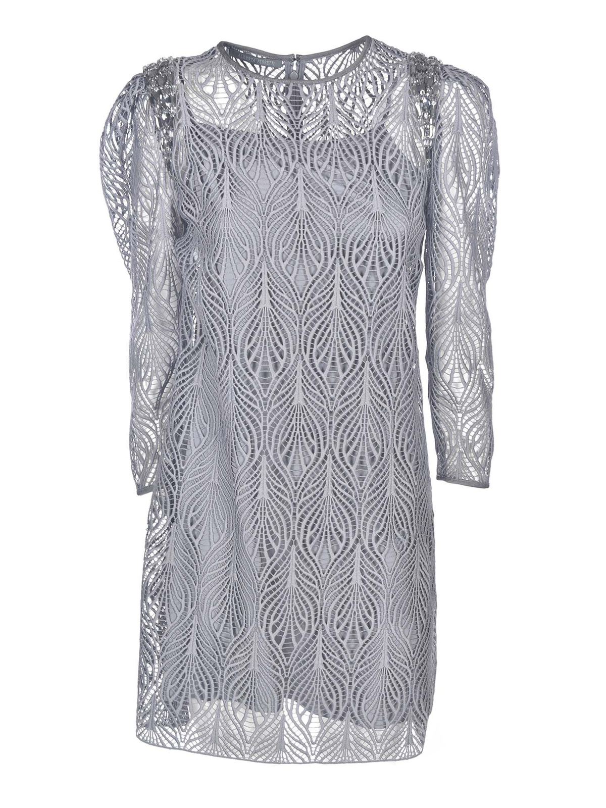 Alberta Ferretti Short embroidered dress in grey|042666520506